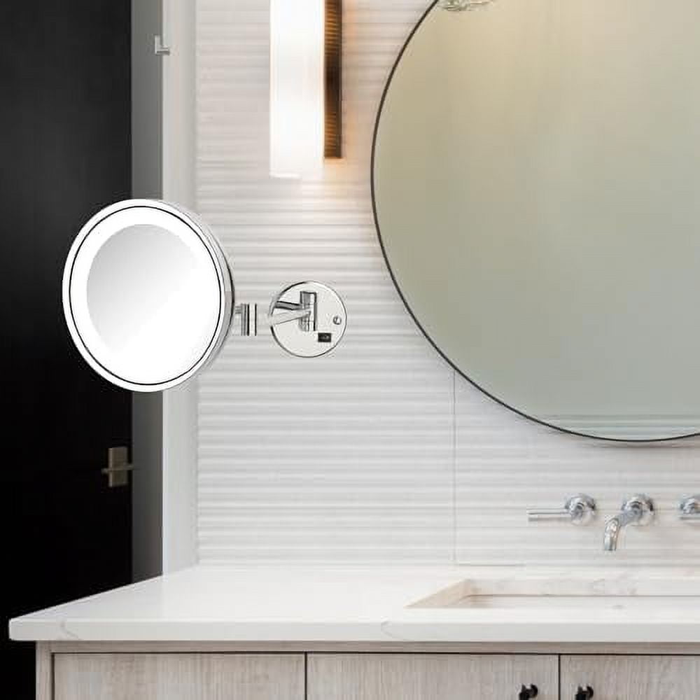 Jerdon Lighted Makeup Mirror - Hard Wired Wall Mount Magnifying Mirror with LED Lights - Polished Chrome Finish - 9.5-Inch Diameter - Model HL1016CLD - Image 5