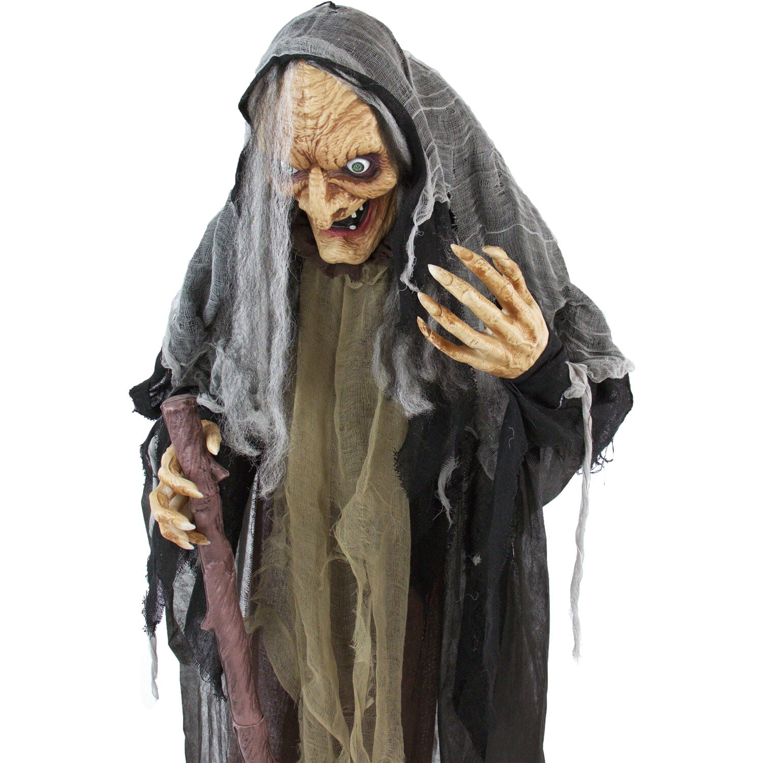 Haunted Hill Farm Life-Size 5.2 ft Poseable Witch with Lights and Sound, Indoor/Covered Outdoor Halloween Decoration, HHWITCH-13FLSA - Image 15