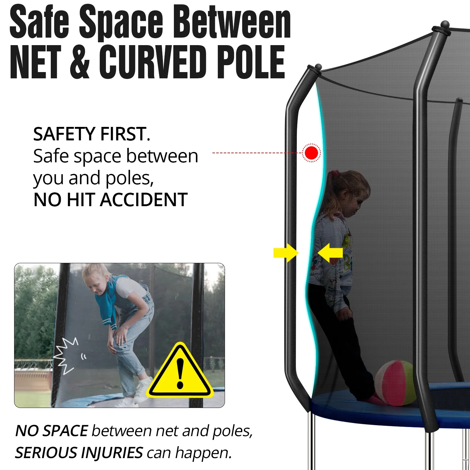 TRIPLE TREE 10 FT Trampoline with Safe Enclosure Net, 660 lbs Capacity for 3 Kids, Outdoor Fitness Trampoline with Waterproof Jump Mat Ladder for Indoor Park Kindergarten Toddler Trampolines - Image 3