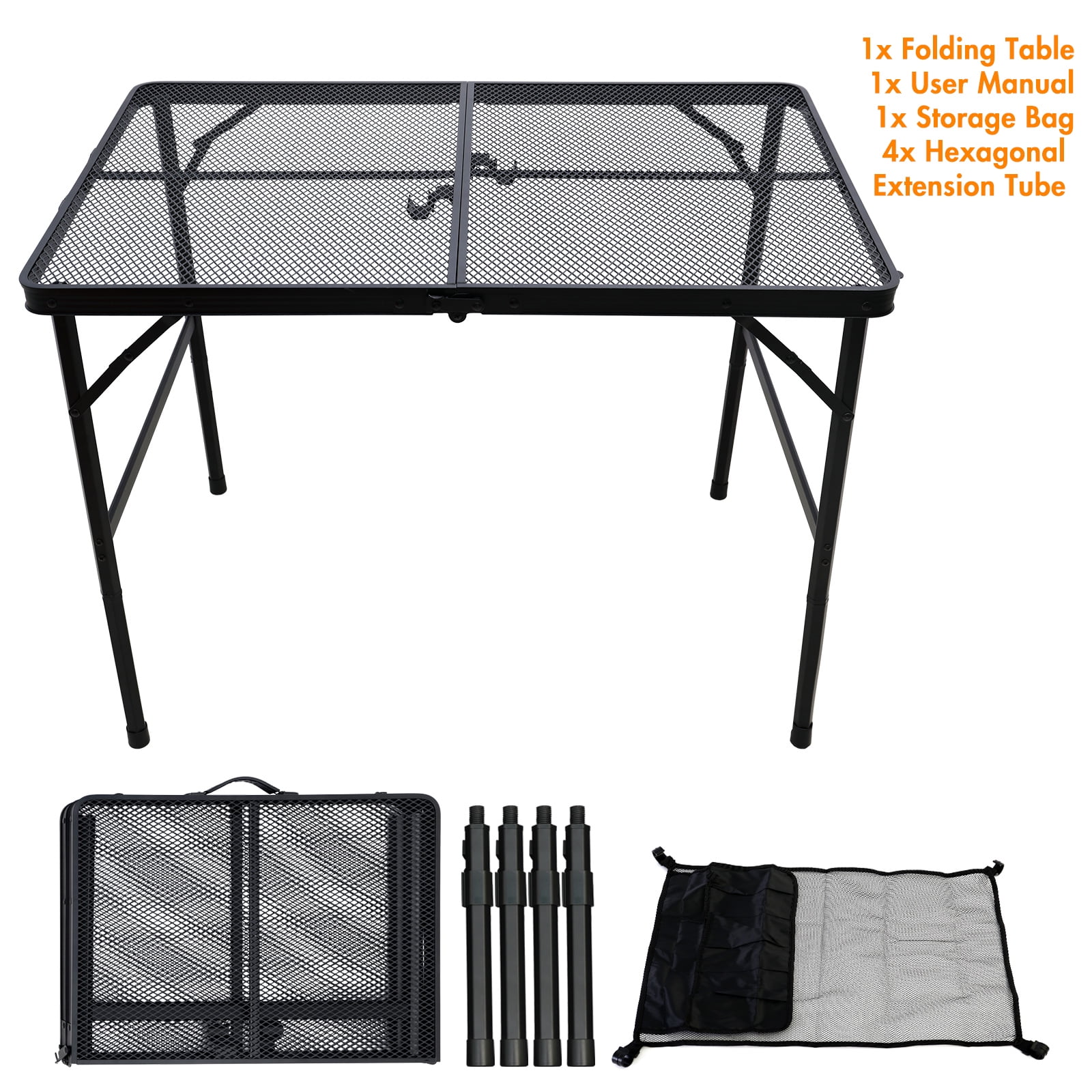 Folding Grill Table, Camping Table with Adjustable Height, Large Storage Bag and Carrying Bag, Portable Aluminum Table for Indoor & Outdoor Picnic BBQ Backyards Beach - Image 11