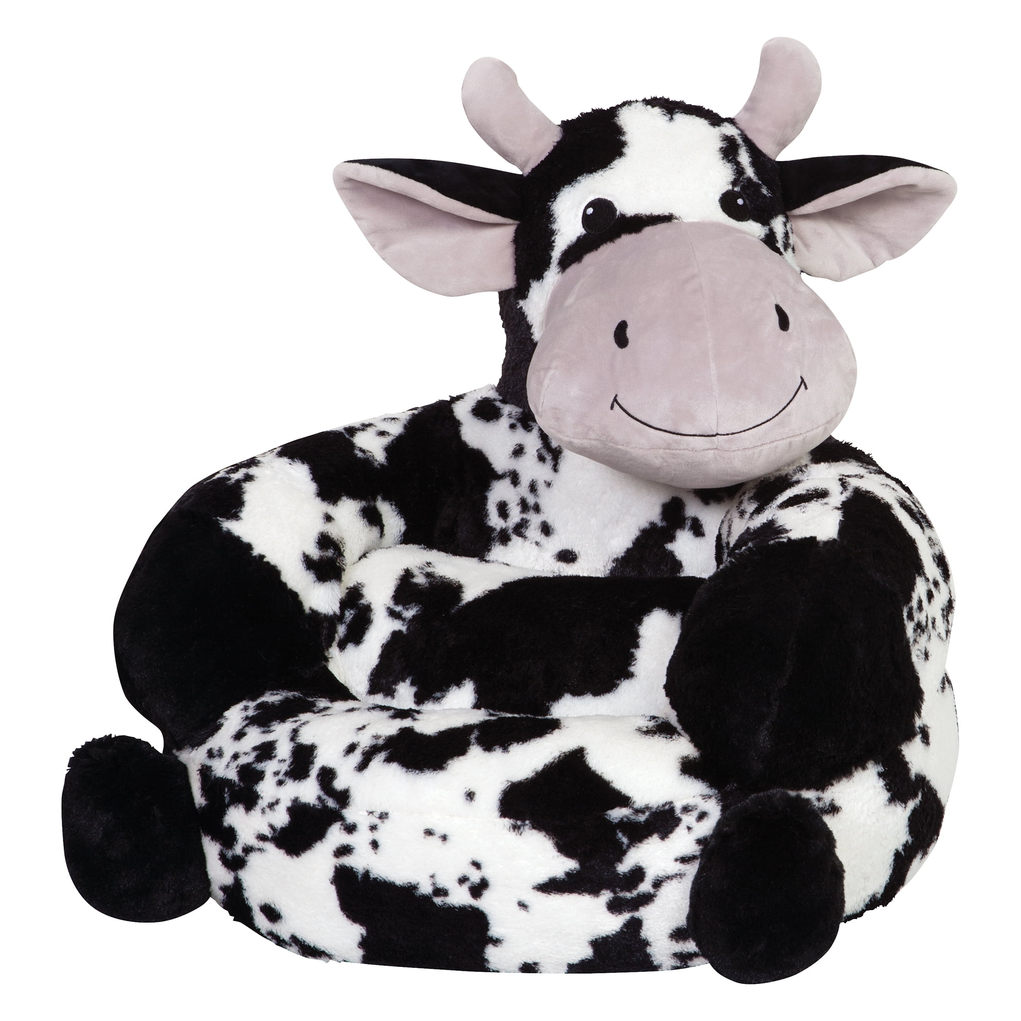 Trend Lab Toddler Plush Black and White Cow Character Chair - Image 7