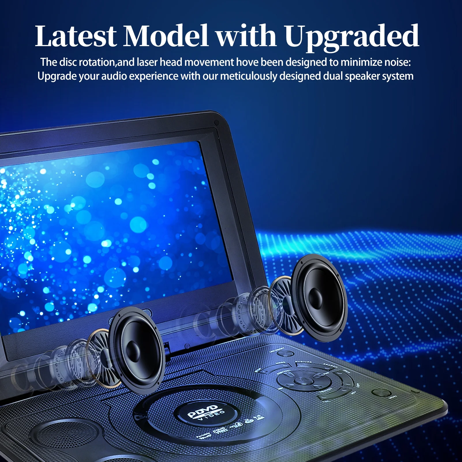 13.9inch Portable DVD Player, 10.1" Swivel Screen, Built-in Rechargeable Battery Car DVD Player, Support CD/DVD/SD Card/USB/Connect TV, Remote Control, Black - Image 11