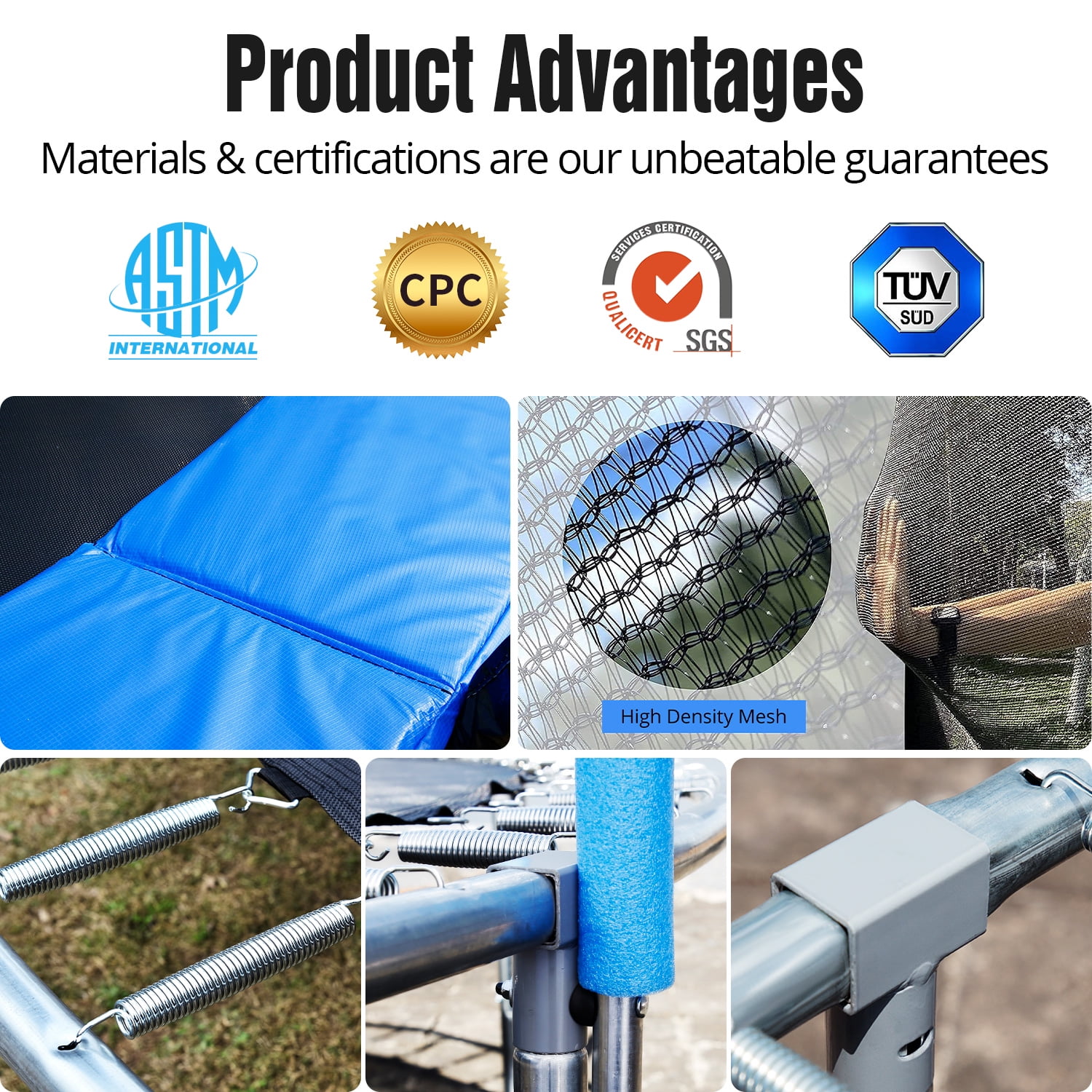 TRIPLE TREE 10 FT Trampoline with Safe Enclosure Net, 660 lbs Capacity for 3 Kids, Outdoor Fitness Trampoline with Waterproof Jump Mat Ladder for Indoor Park Kindergarten Toddler Trampolines - Image 6