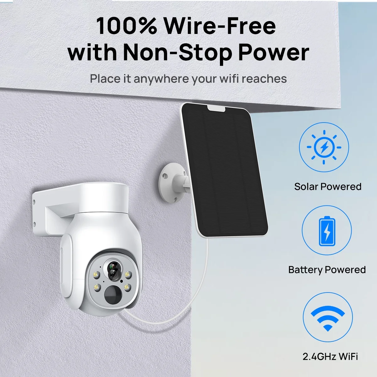 VIKVIZ WiFi PTZ IP Camera Kit HDD 4MP 10CH NVR System with Solar Panels, White, 2 Pack - Image 12