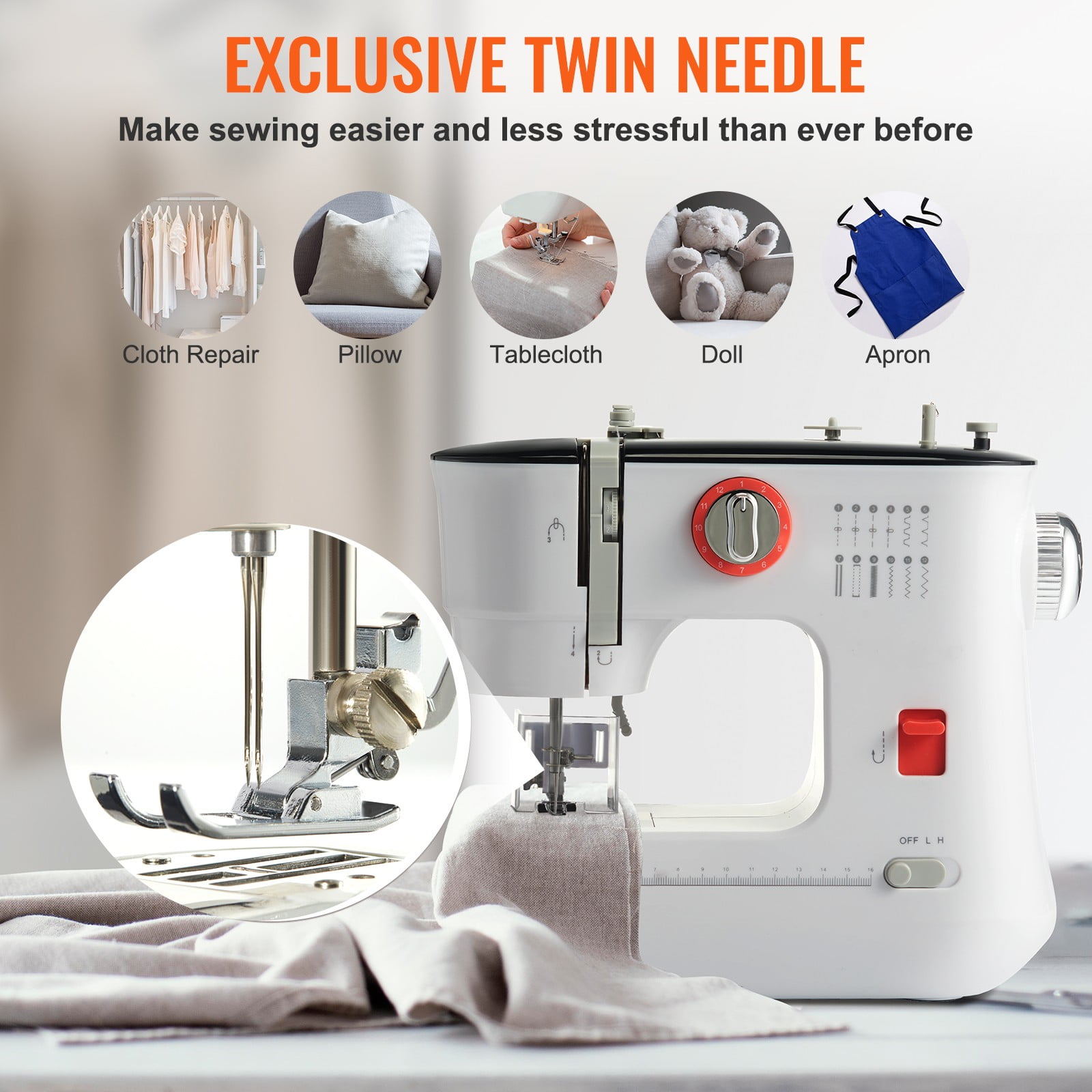 BENTISM Sewing Machines, 12 Built-in Stitches Mini Portable Sewing Machine with Reverse Sewing, Dual Speed Beginner Sewing Machine Extension Table Foot Pedal, Accessory Kit Family Home - Image 7