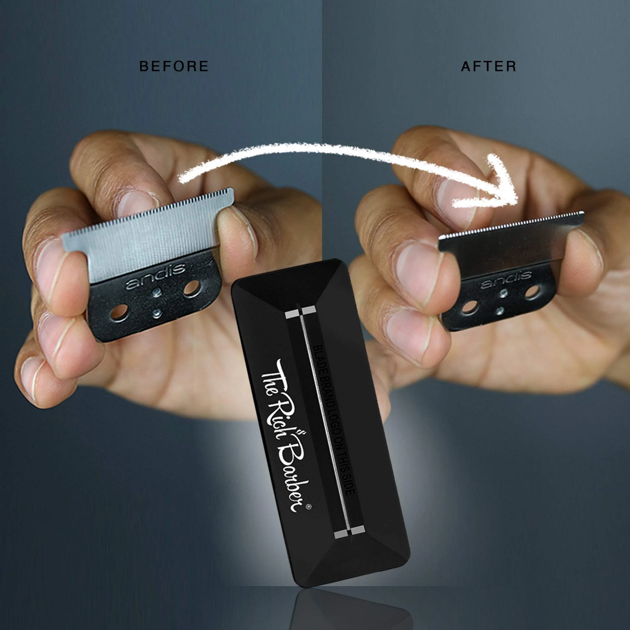 The Rich Barber®10 Second Blade Setter & 1 Minute Blade Modifier Set | Zero Gap Tool & Trimmer Sharpener for Sharper Lines, Cleaner Fades & Precision Detail (Andis Outliners) - Image 4