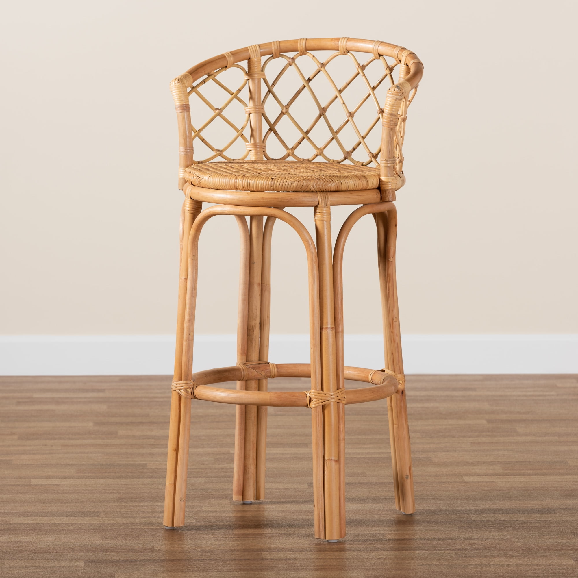 bali & pari Orchard Rattan BOHO Bar Stool, Natural Brown - Image 5