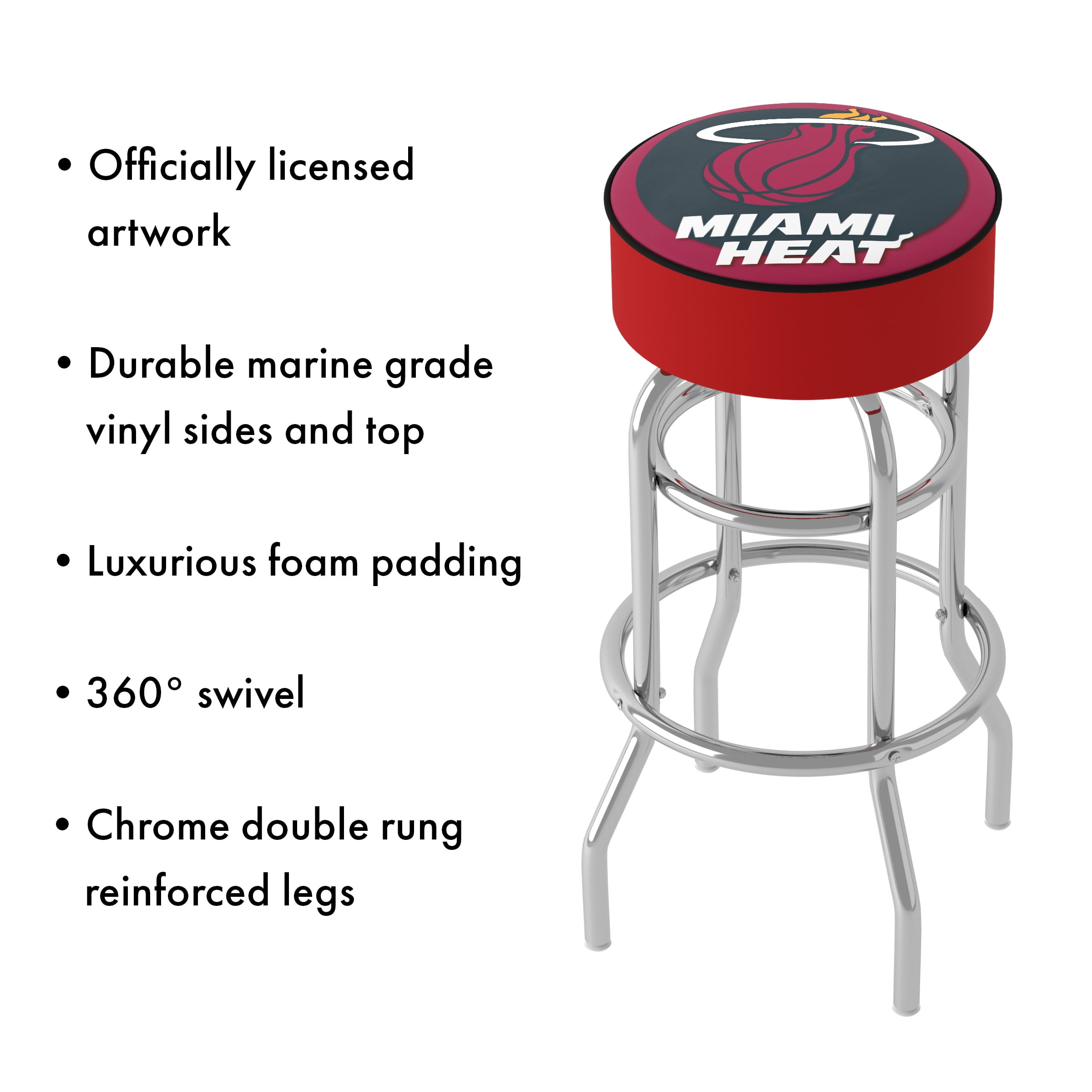 Trademark Global NBA Miami Heat 31" Padded Swivel Bar Stool - Image 3