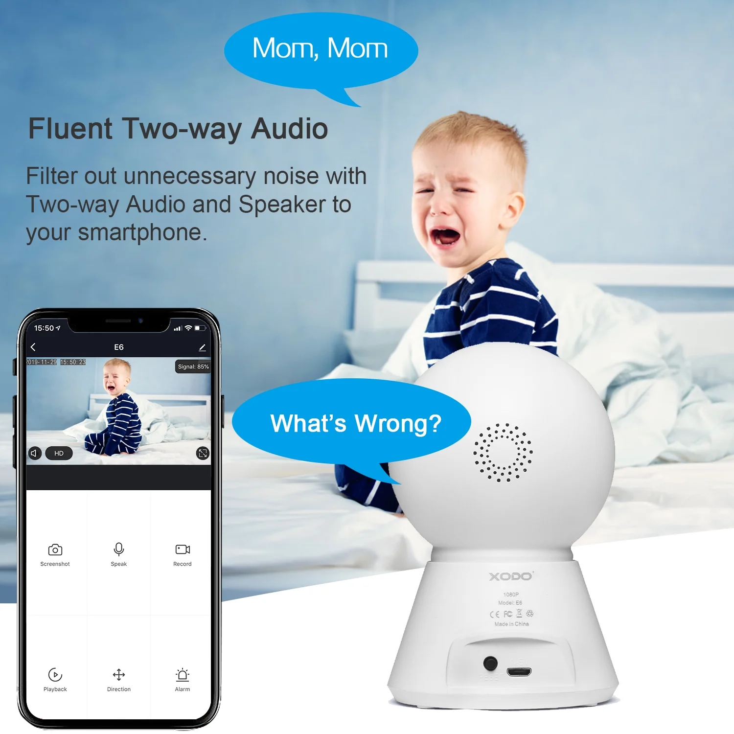 XODO, 3-Pack, Indoor Wireless Security Camera System, WiFi, 1080P HD, 355° Pan & 90° Tilt, Night Vision, 2-Way Audio, Motion Detection, App Control, for Home, Baby & Pet Monitoring - White - Image 6