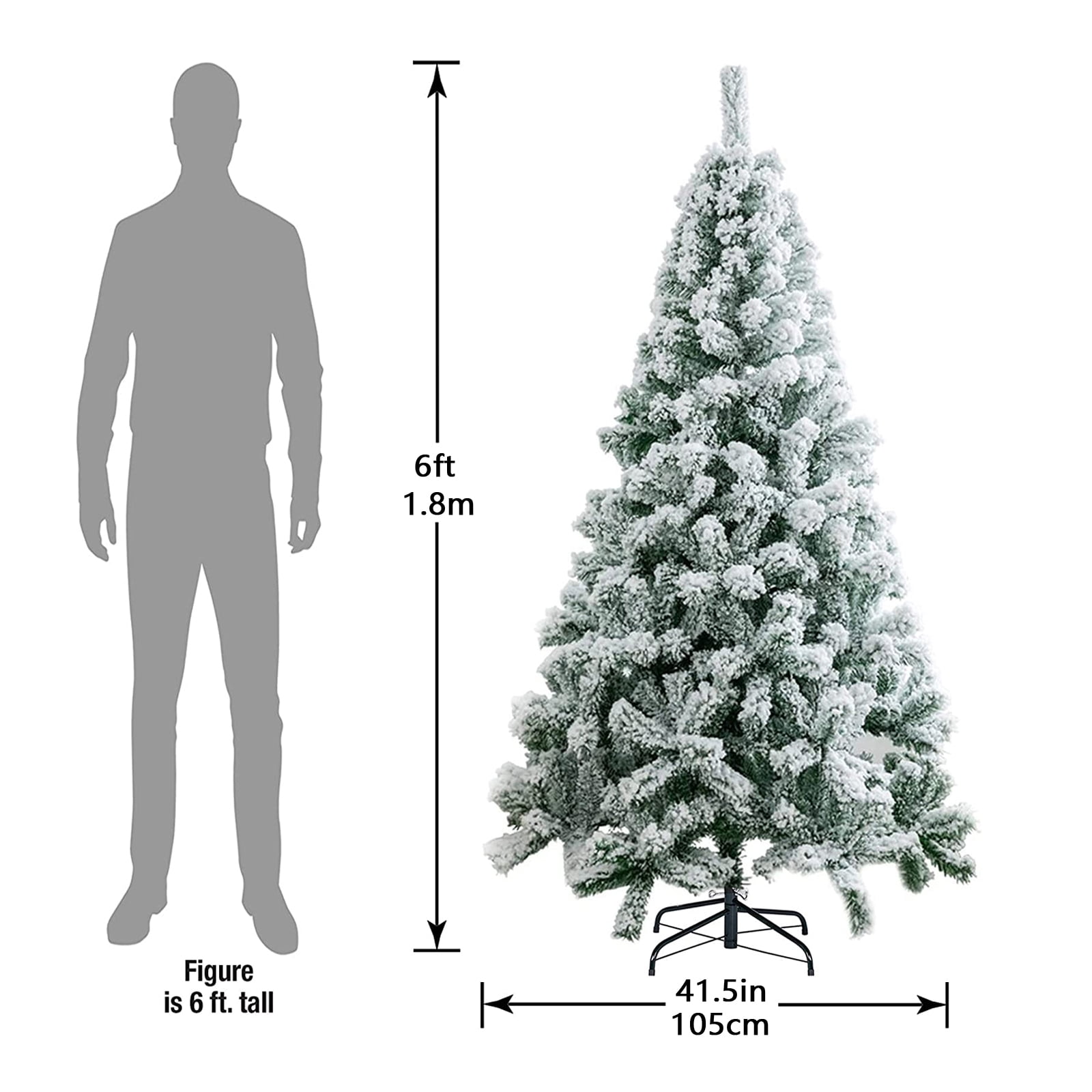 SUGIFT 6ft Artificial Christmas Tree with Flocked Snow Xmas Holiday Decoration for Home, Office, Party - Image 5