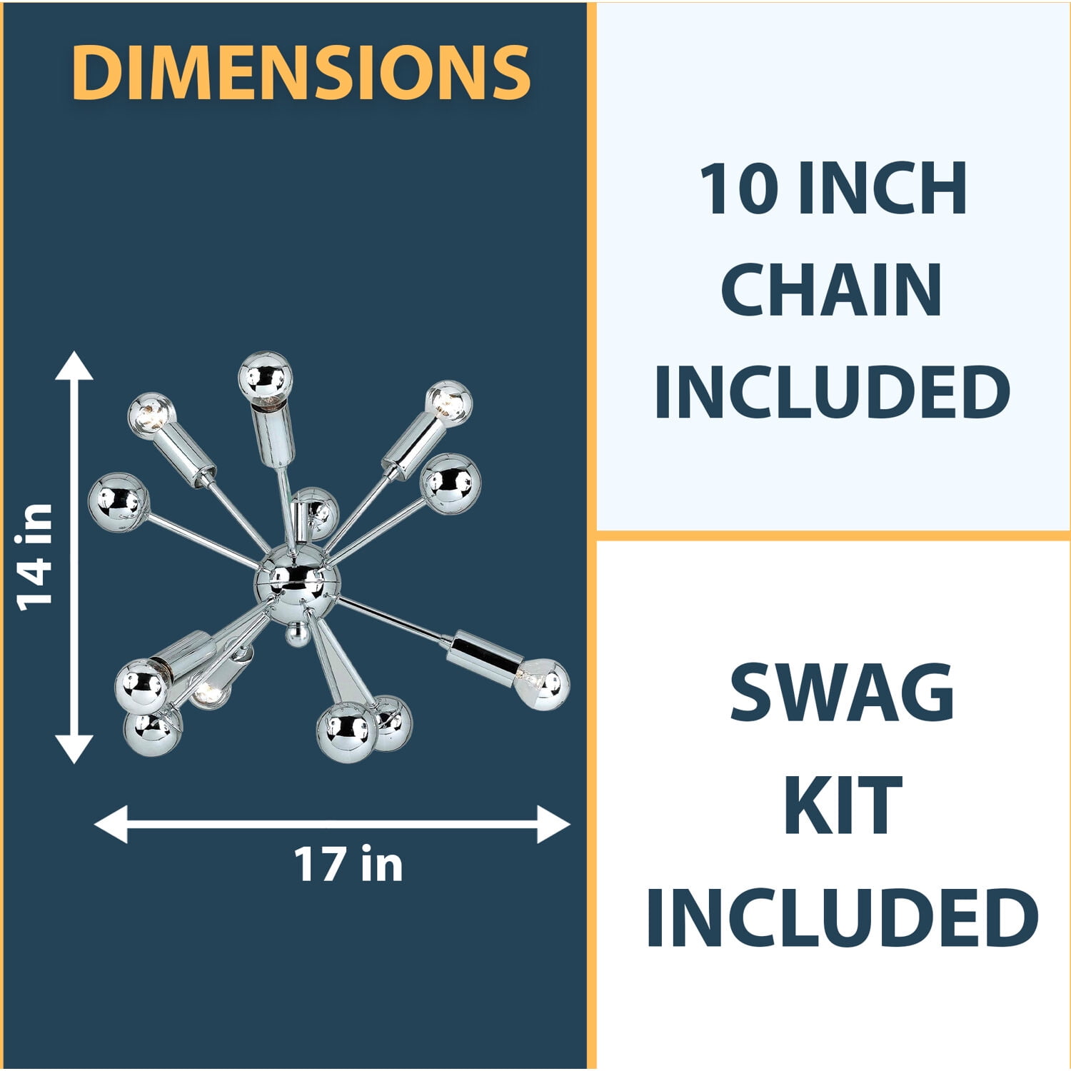 AF Lighting Supernova 6-Light Mini Chandelier, Chrome - Image 3