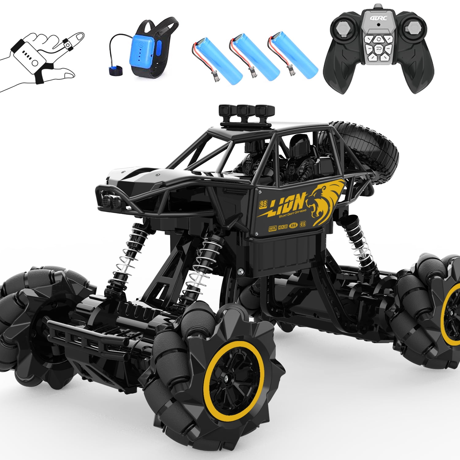 4DRC C3 RC Cars off Road Truck Remote Control Car 1:16 Metal Shell 2.4G 4WD Dual Motors,All Terrain Hobby Truck with 3 Batteries Black - Image 6