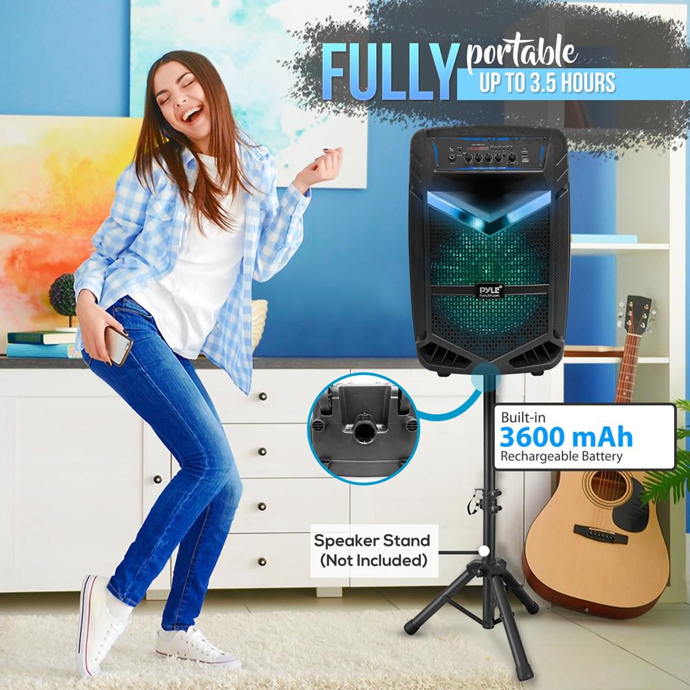 Pyle Portable Bluetooth Speaker System 600W Rechargeable Outdoor Bluetooth Speaker Portable System - Image 8