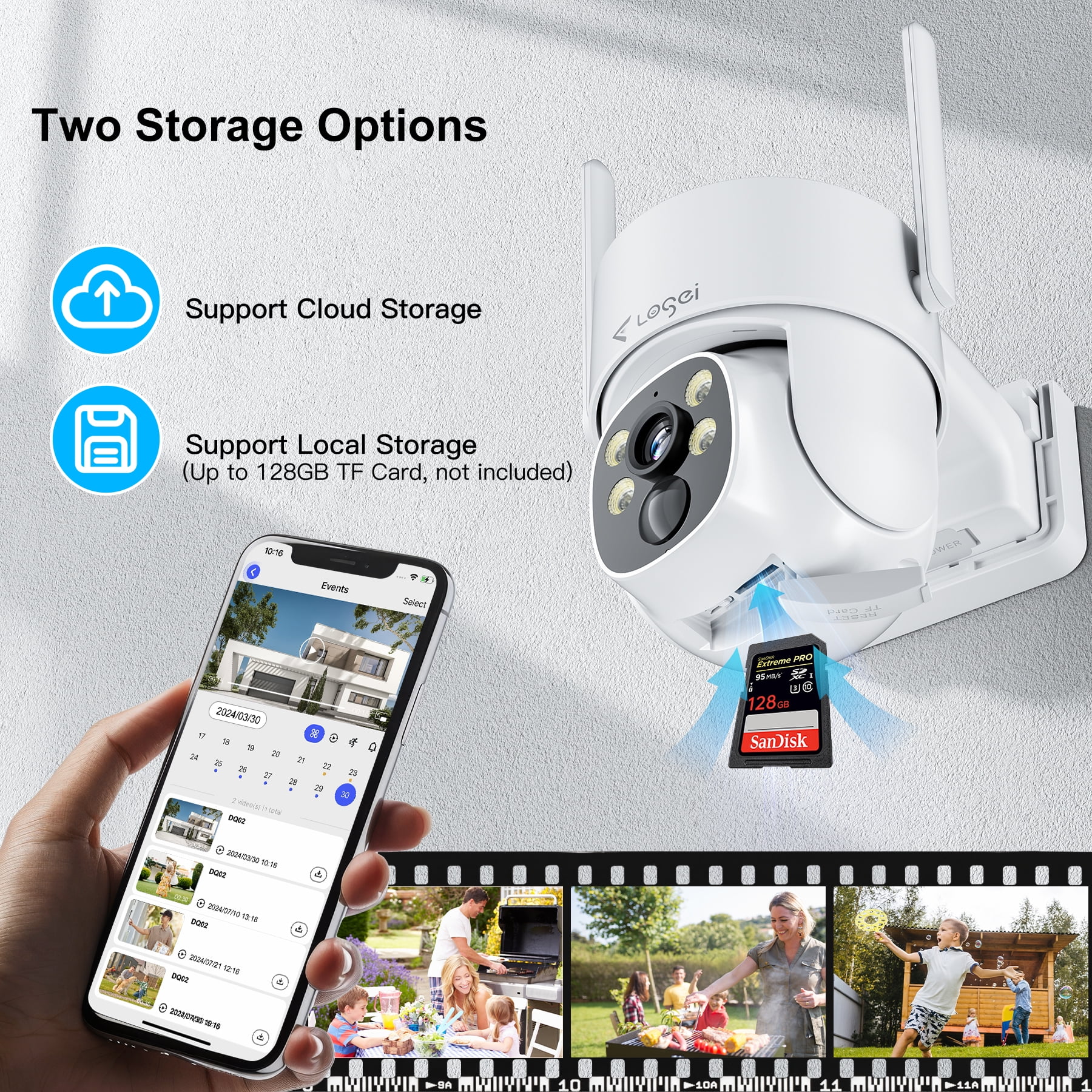 Losei 2K Solar Security Cameras Wireless Outdoor, 2.4Ghz WiFi Camera for Home Security with Spotlight, PIR Motion Detection,Siren, Color Night Vision, 2-Way Talk, IP66 Waterproof, Work with Alexa - Image 4