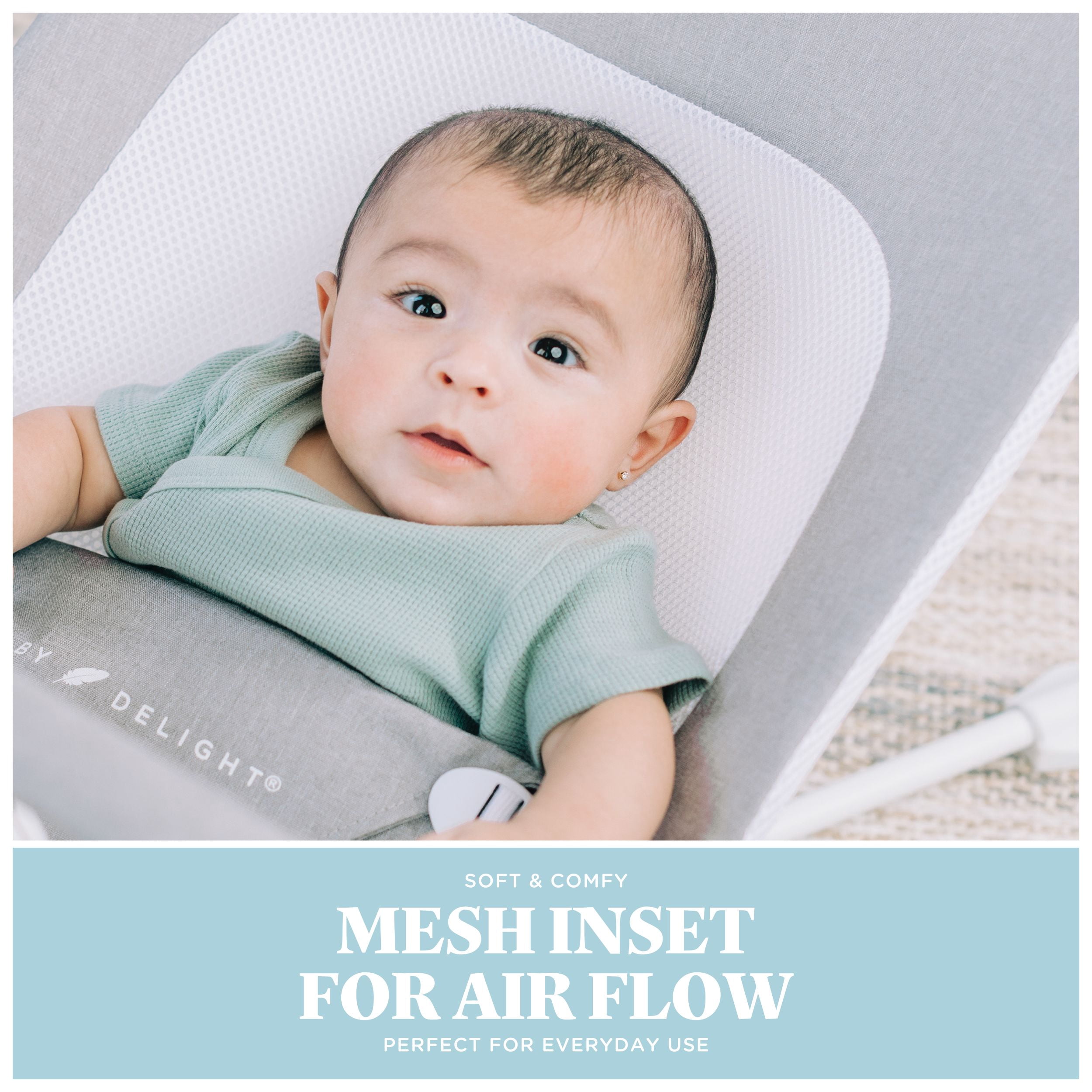 Baby Delight Highland Portable Baby Bouncer, 3-Position, Infants 0-6 Months, Pebble Grey (Unisex) - Image 7