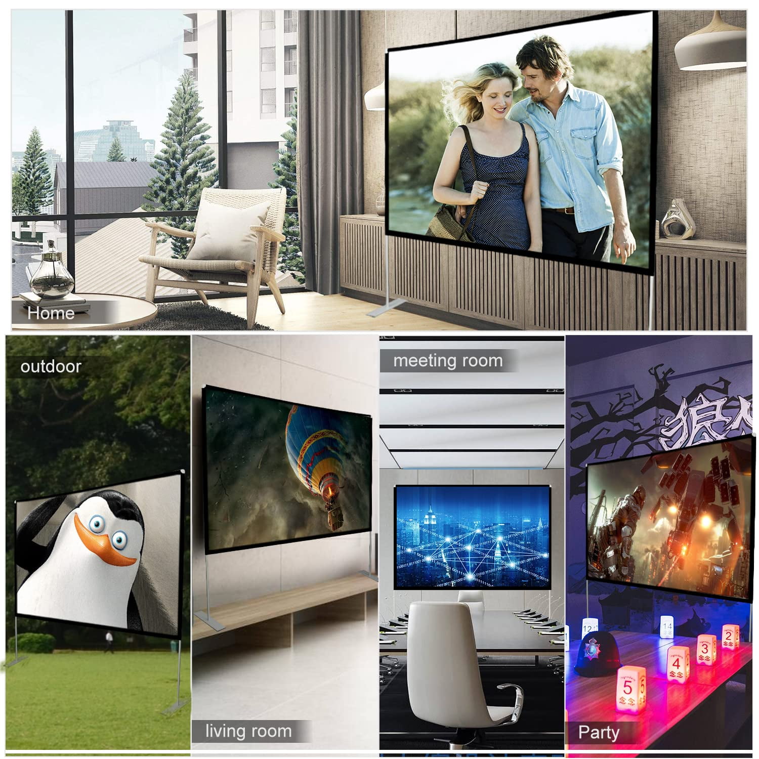 SKERELL 80 inch Outdoor Projector Screen with Stand,Portable Movie screen,Foldable projection screen - Image 7