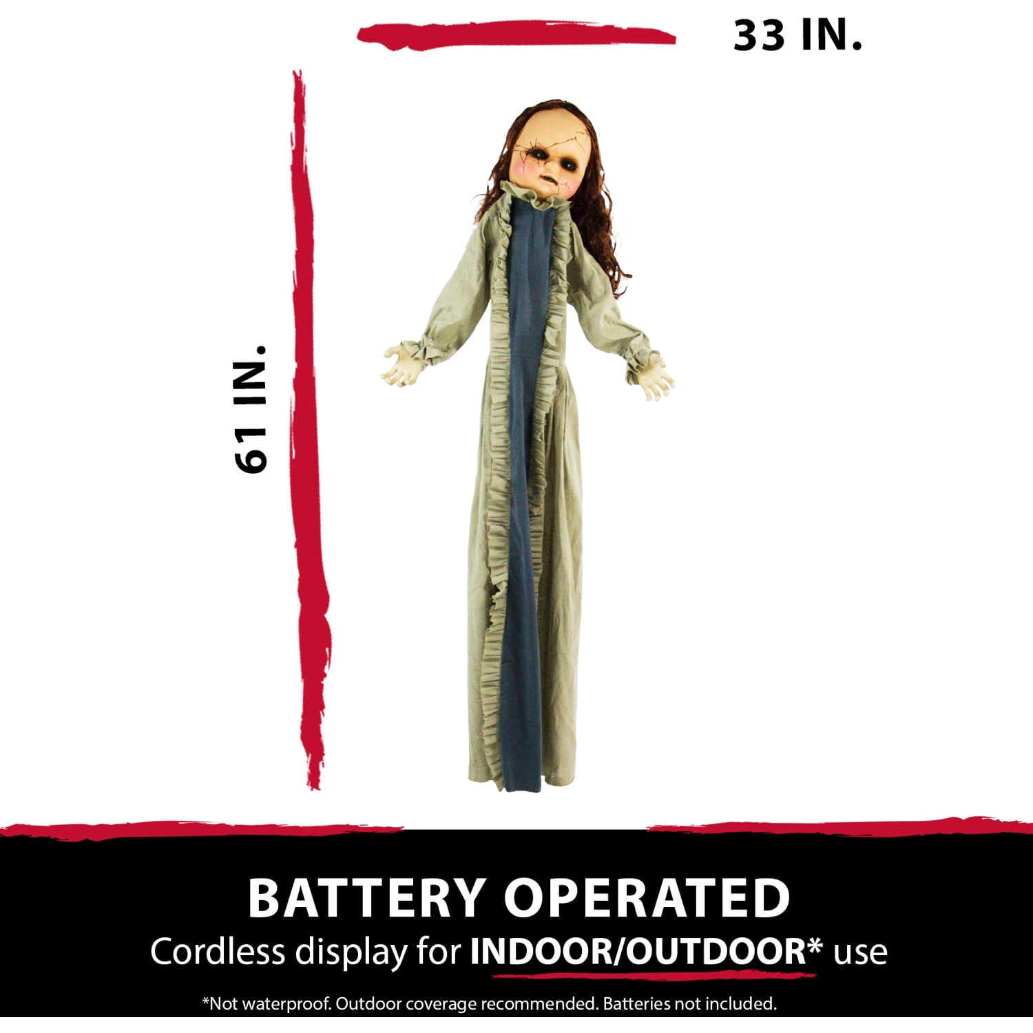 Haunted Hill Farm 5 ft Baby Betty the Animatronic Zombie, Indoor or Covered Outdoor Halloween Decoration, Red LED Eyes, HHBABY-1FLSA - Image 3