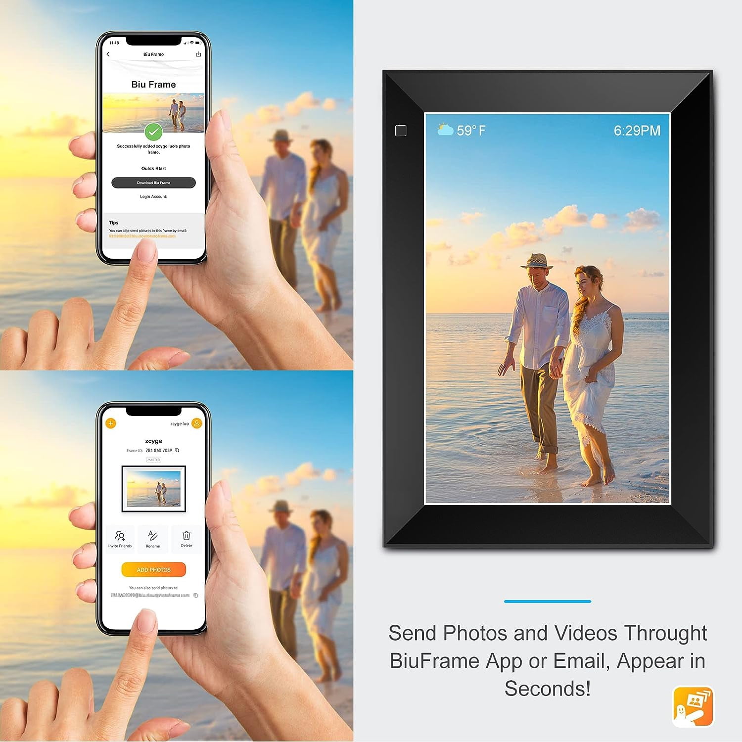 Lvelia Wifi Digital Photo Picture Frame with 32GB Storage, 10.1 inch IPS HD Touch Screen, Auto-Rotate Slideshow,Perfect Gift for Family & Friends - Image 11