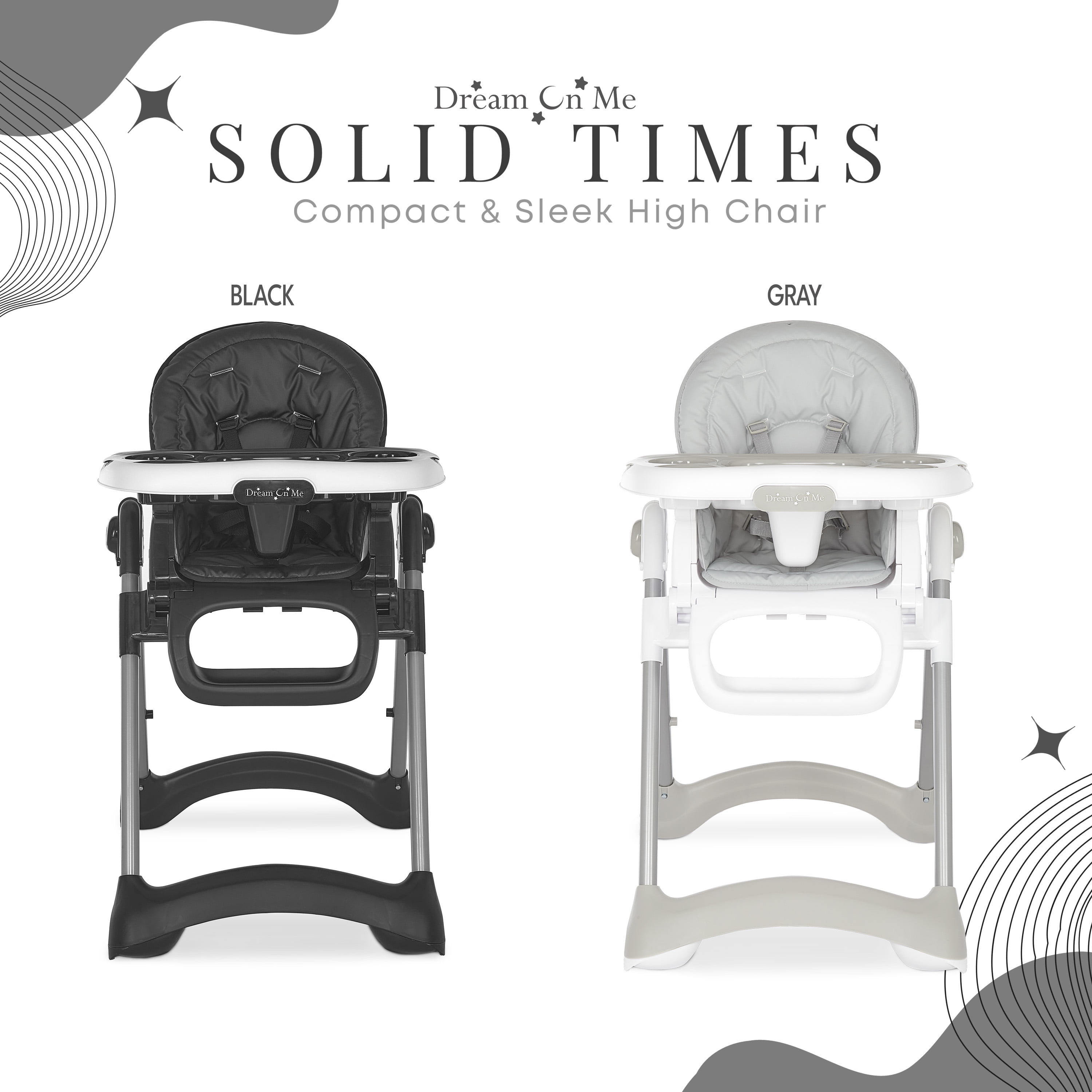 Dream On Me Solid Times High chair, Compact & Sleek High Chair, Multiple Recline and Height Positions, Lightweight Portable Highchair, In Black - Image 5