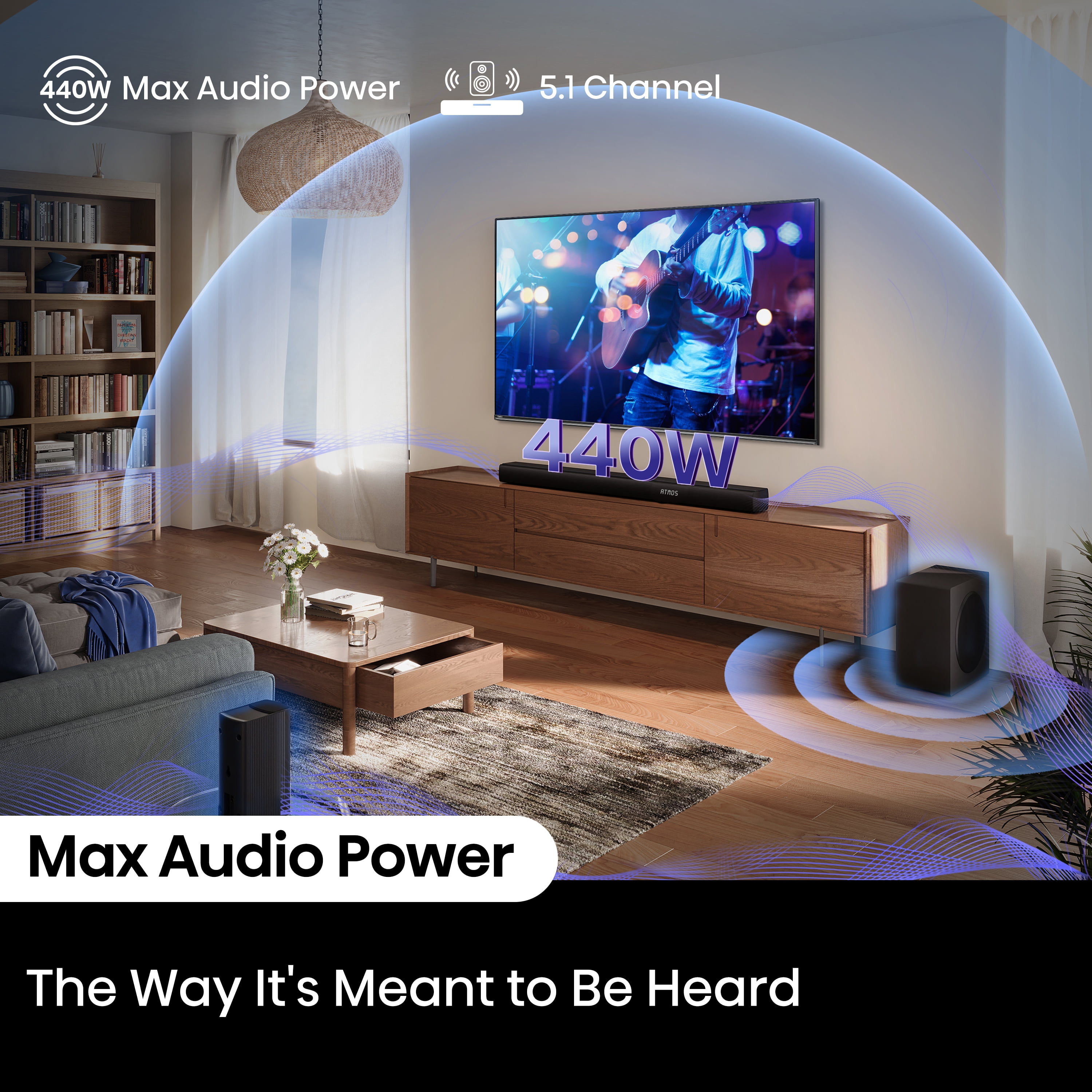 Hisense 5.1 Ch Soundbar R652 with a total of 440W output, Rear Surround Speakers, 6.5” Wireless Subwoofer, Dolby Atmos and DTS Virtual X, Easy Connect - Image 12