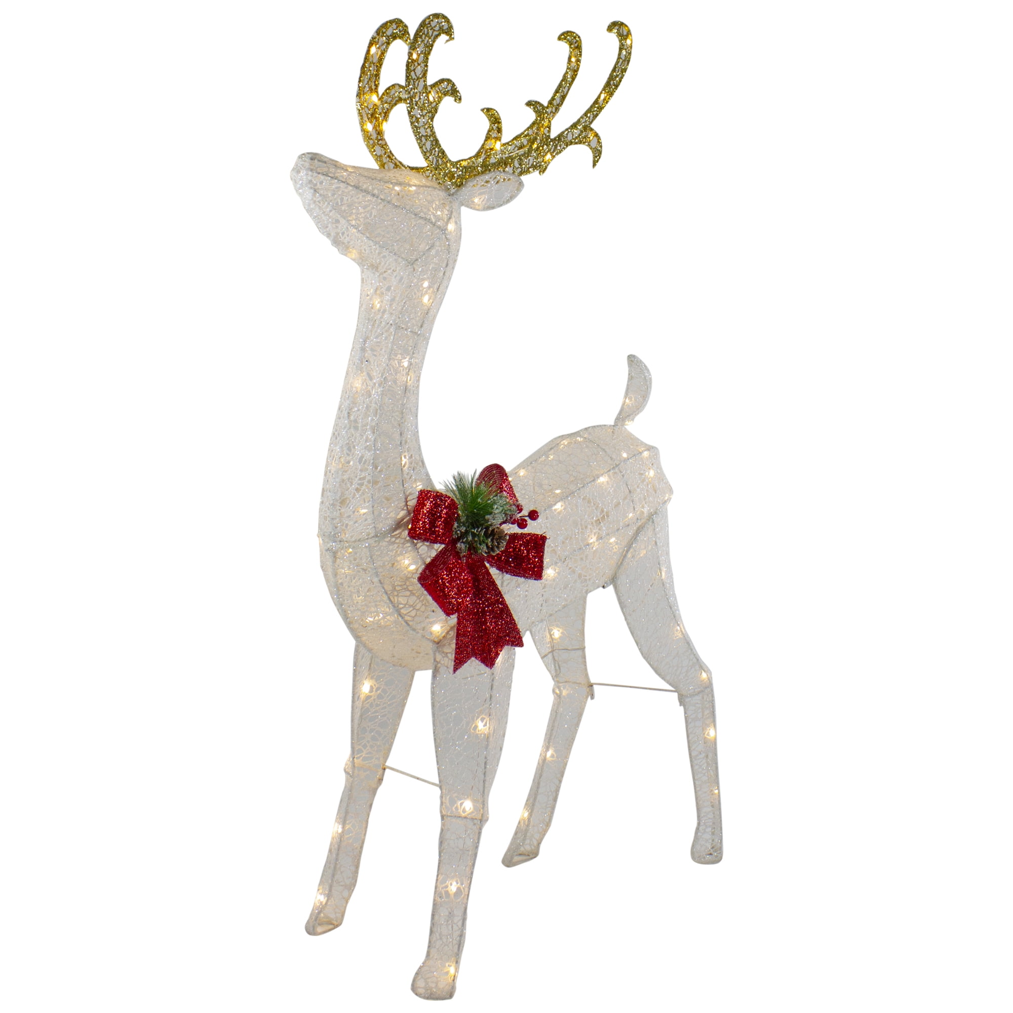 Northlight 48" LED Lighted Glitter Reindeer with Sleigh Outdoor Christmas Decoration - Image 8