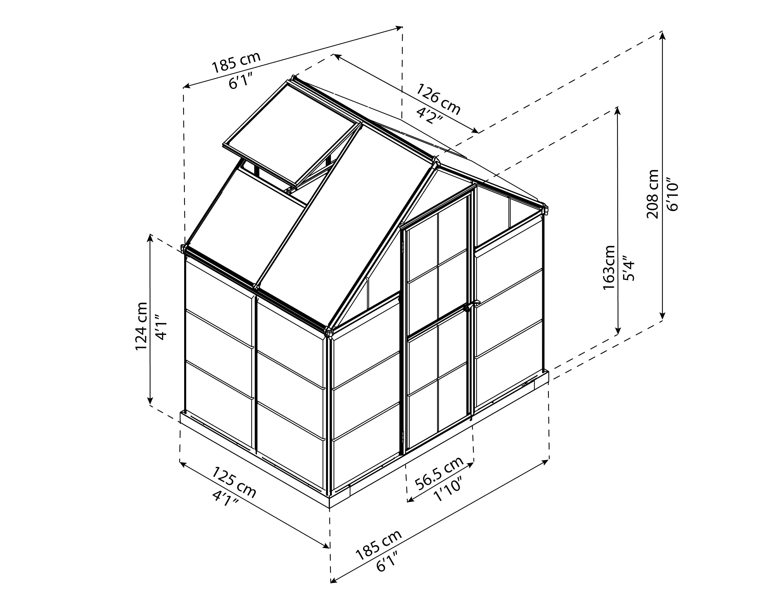 Palram - Canopia Hybrid 6' x 4' Polycarbonate/Aluminum Walk-In Greenhouse – Green - with Roof Vent - Image 9