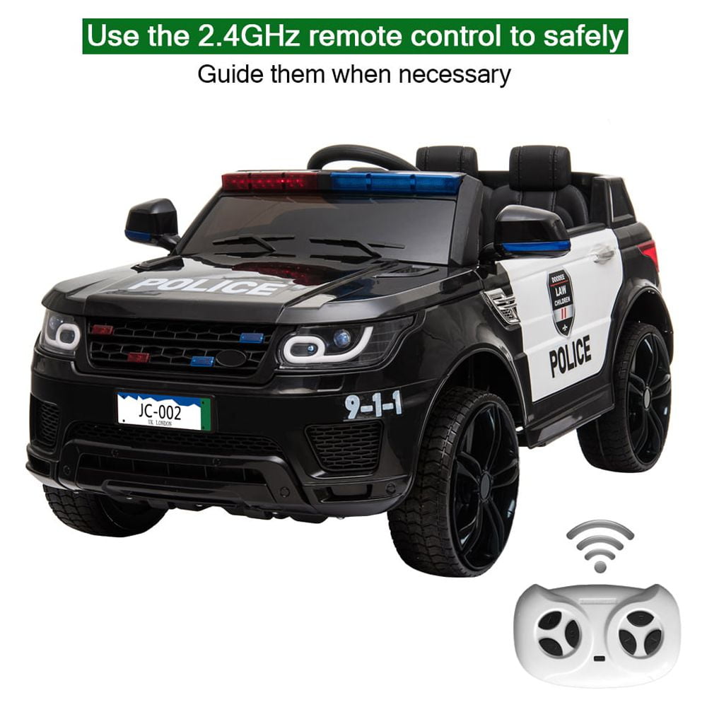 Zimtown Kids Ride On Car Police Electric Car Double Drive 12V Battery Motorized Vehicles Children's Toy Car Safe w/ Remote Control, 3 Speeds, Music, Seat Belts, LED Lights - Image 2