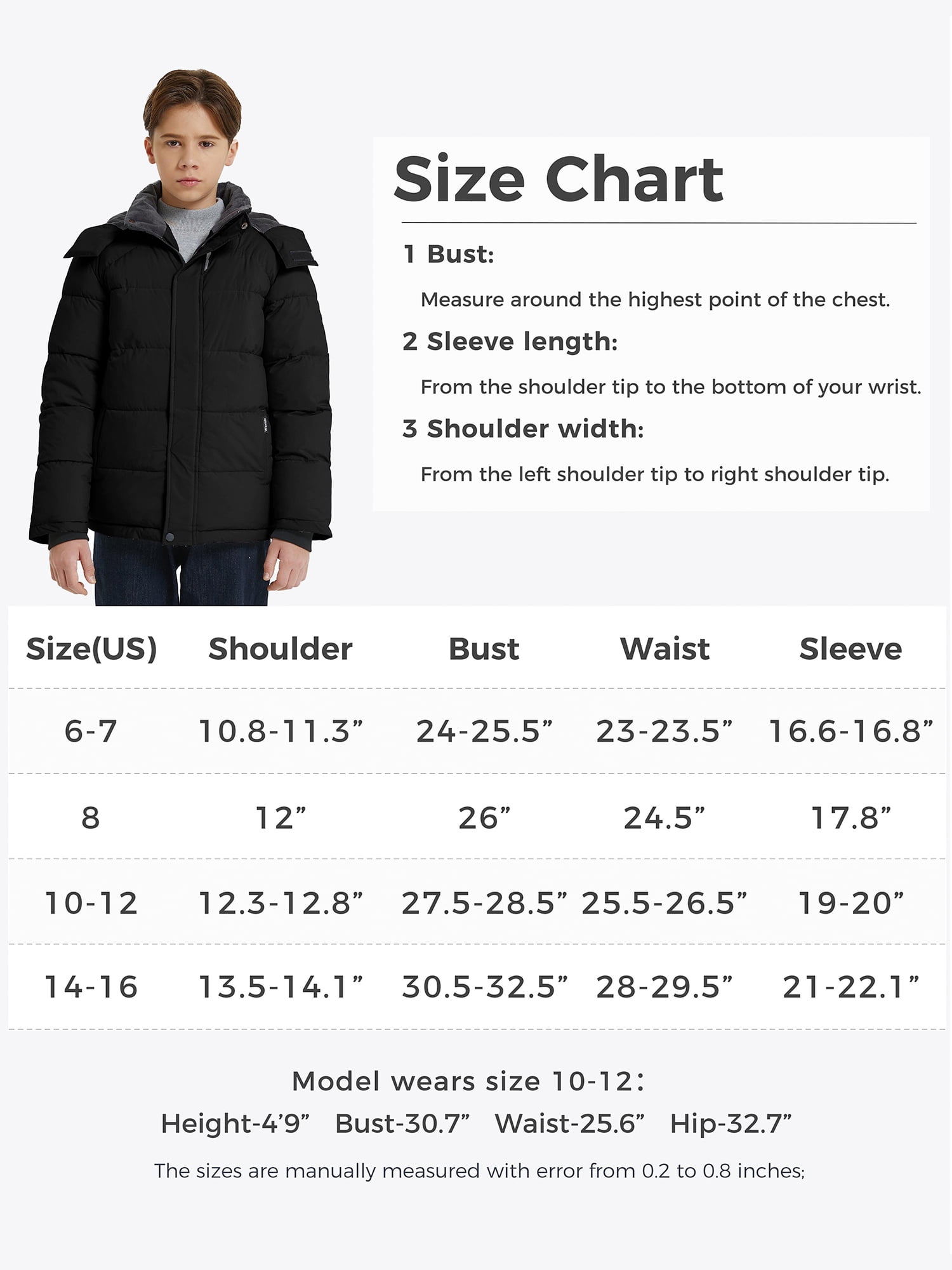 Wantdo Boy's Winter Coat Windproof Puffer Jacket Warm Winter Fleece Jacket Black 8 - Image 6