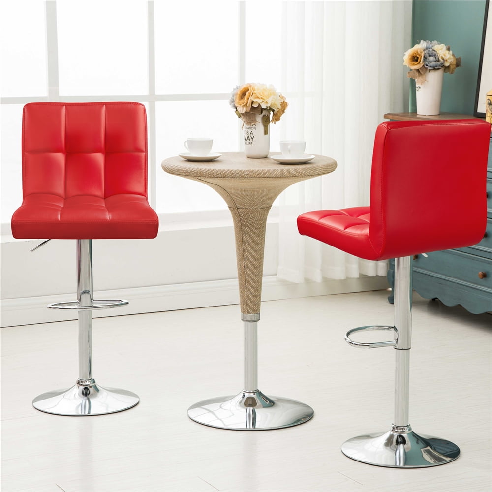 Alden Design Modern Adjustable Counter Height Bar Stools with Backrest, Set of 2, Red - Image 13