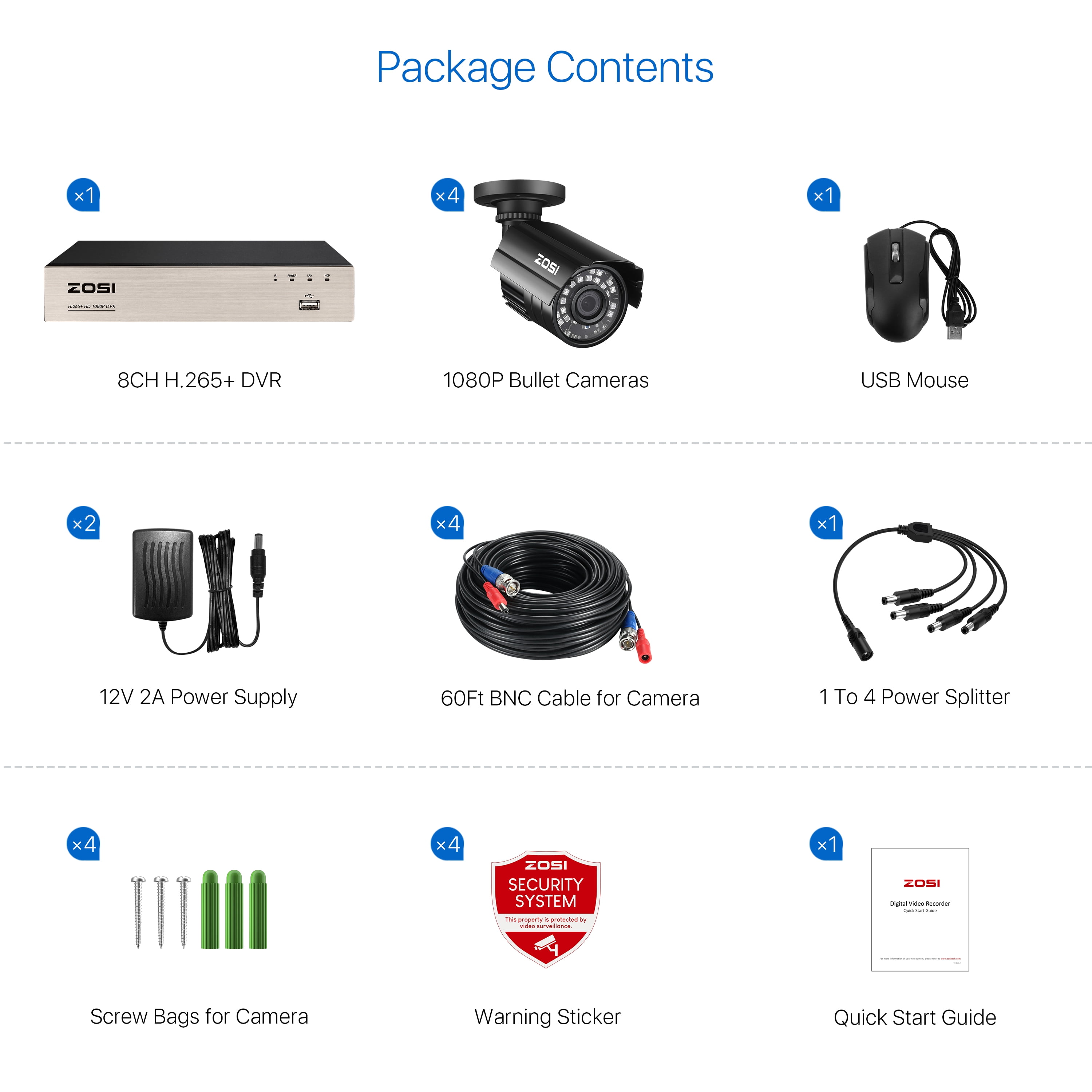 ZOSI 1080P Security Camera System H.265+ 8CH Full 1080P HD Video DVR Recorder with 4X HD 1920TVL 1080P Indoor Outdoor Weatherproof CCTV Cameras ,Motion Alert,Remote Access(No HDD) - Image 7