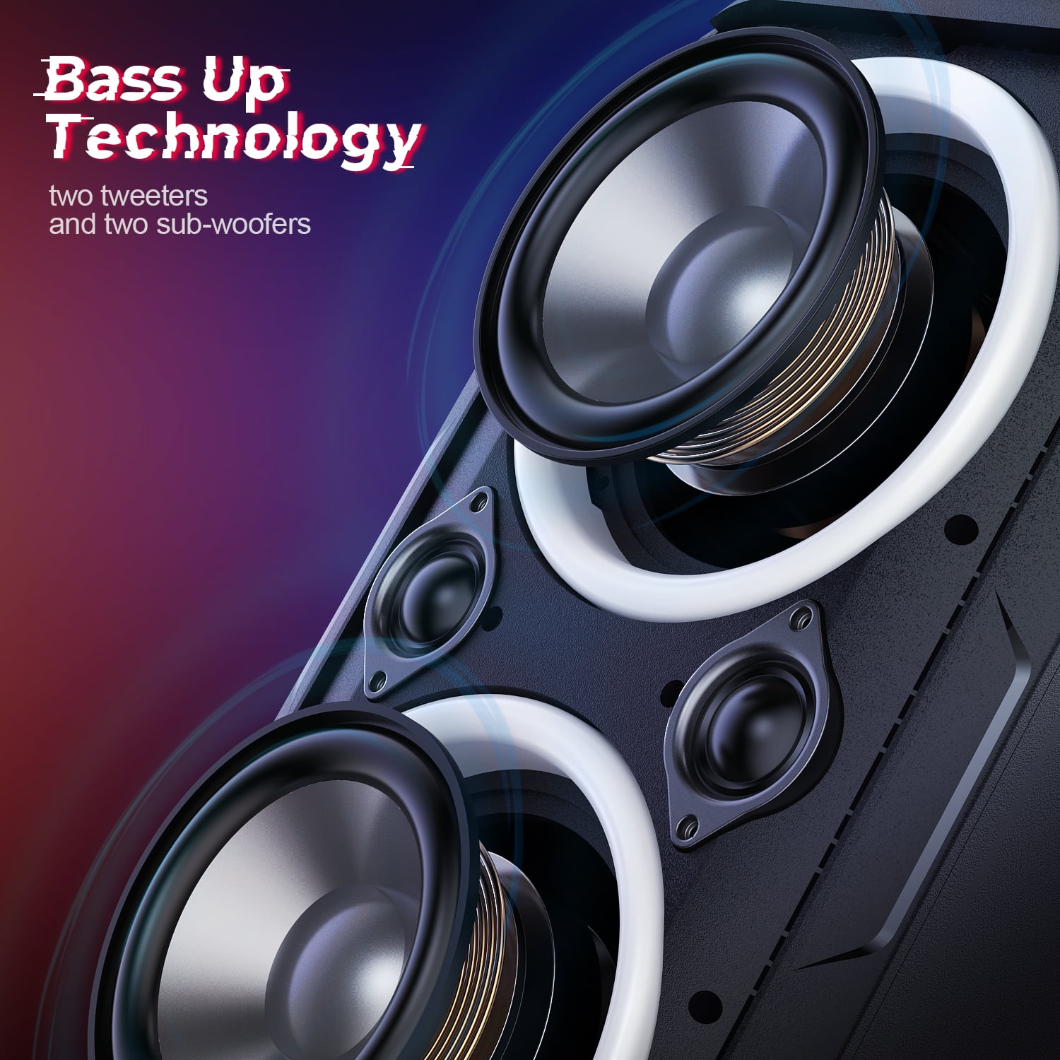 Bluetooth Speaker, W-King 80W Party Speaker Loud with Multi-Colors Light, Supports Bluetooth 5.0 - Image 6