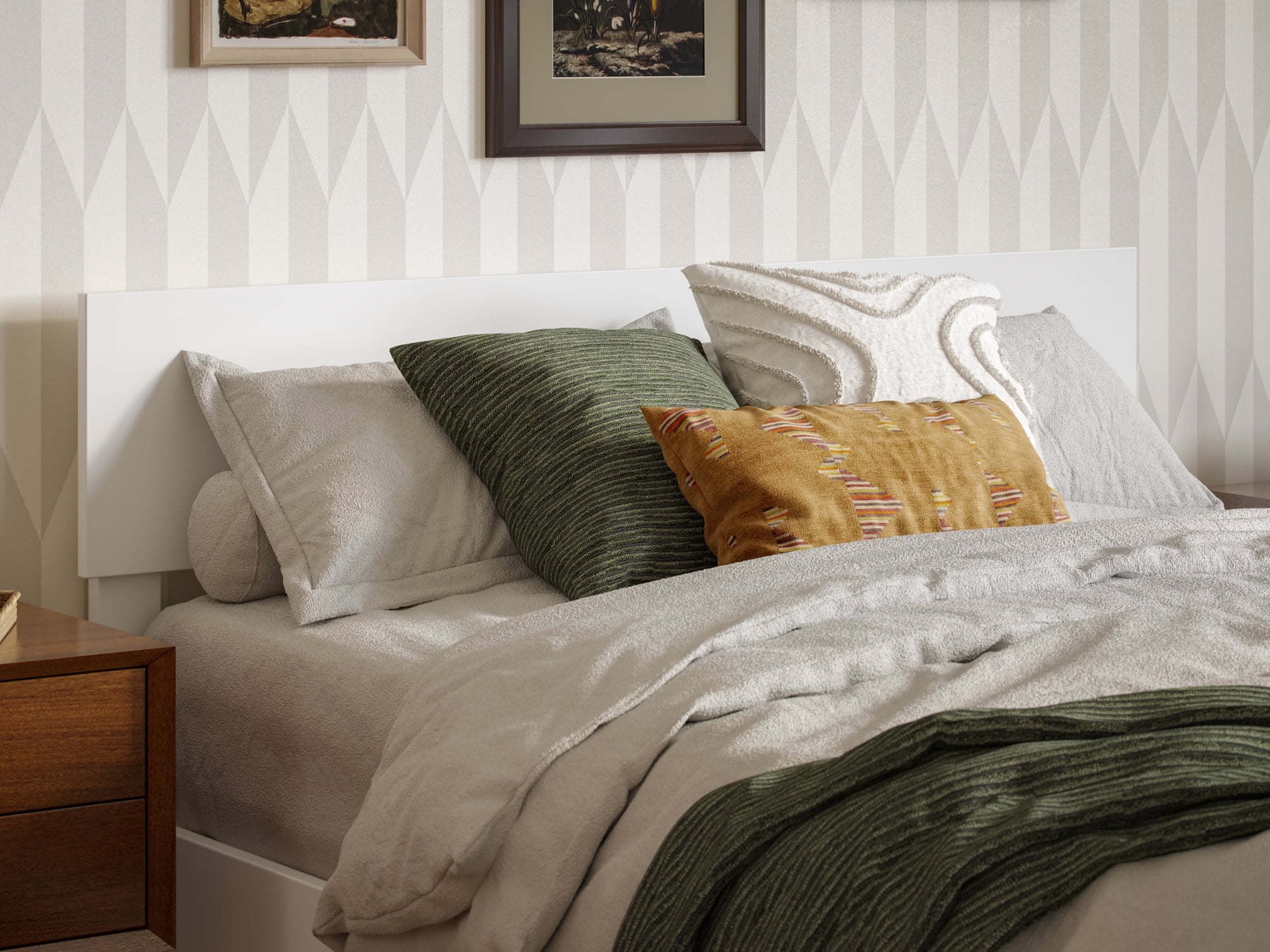 AFI Aria Full Modern Solid Wood Low Profile Platform Bed, White - Image 8