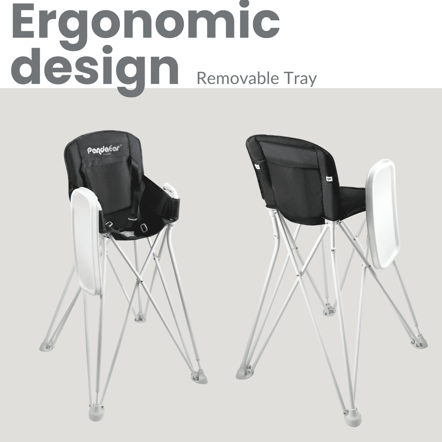 PandaEar Portable High Chair for Baby, Toddler Foldable HighChair with Detachable Tray, HighChair for Travel-Black - Image 5