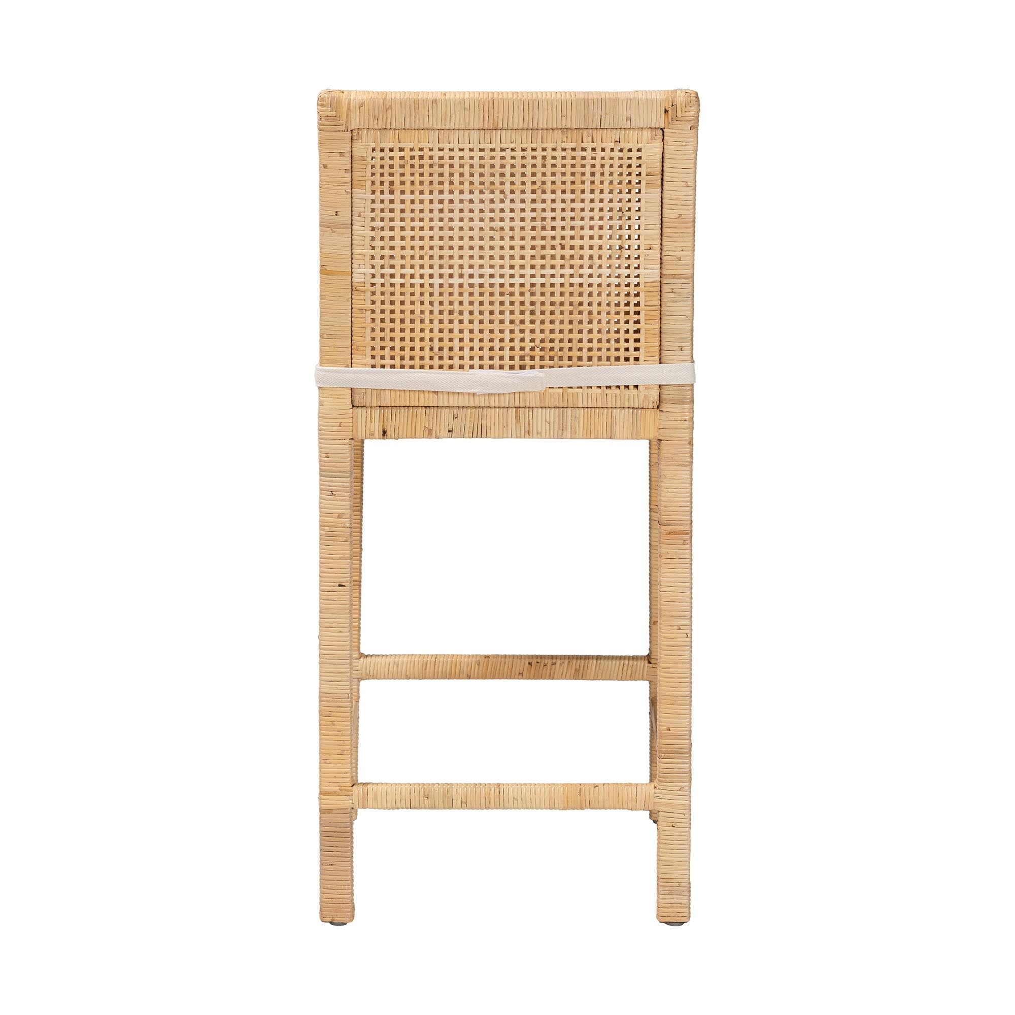 bali & pari Sofia Rattan and Mahogany wood BOHO Counter Stool, Natural - Image 7