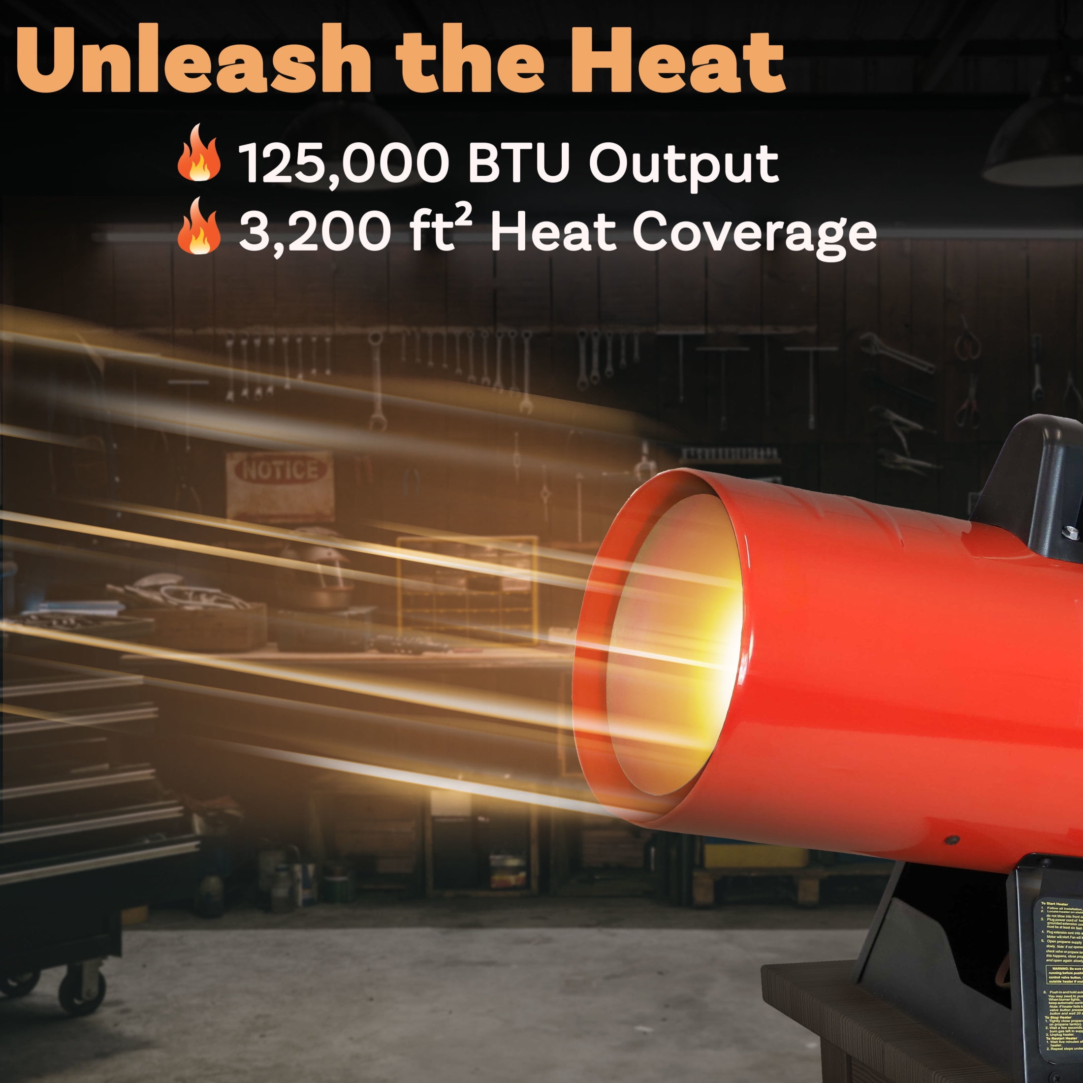 Sunnydaze 125,000 BTU Red Propane Forced Air Heater - Image 3
