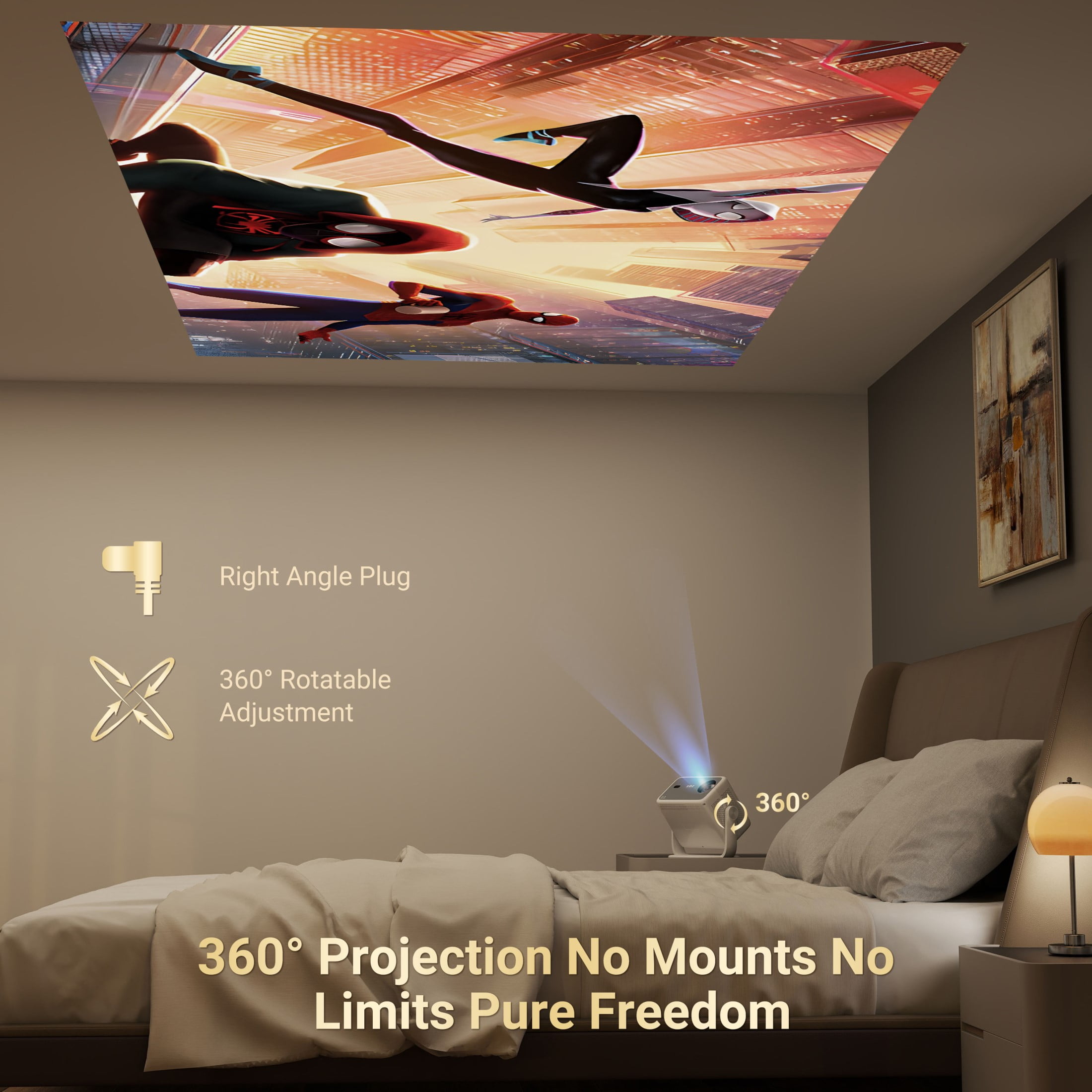 XGODY N6 Netflix Licensed Native 1080P Smart Projector With Wifi and Bluetooth,Compatible with PC/Phone, 40-120'' Screen,White, 1 Count - Image 9