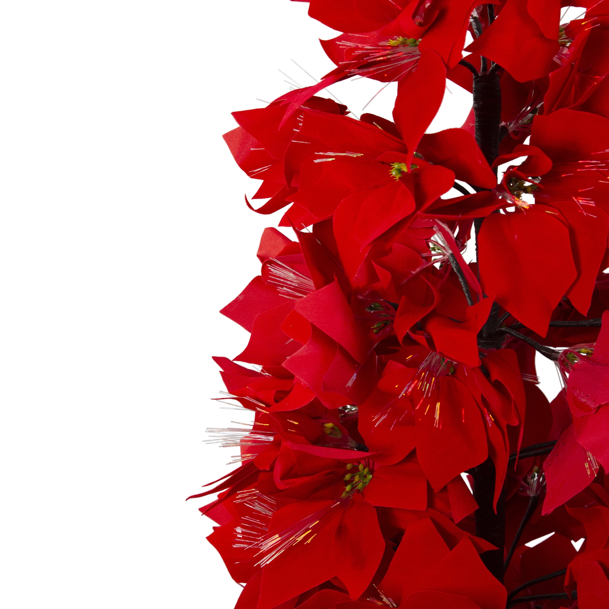 Northlight 4' Prelit Artificial Christmas Tree Fiber Optic Color Changing Red Poinsettia - Image 4