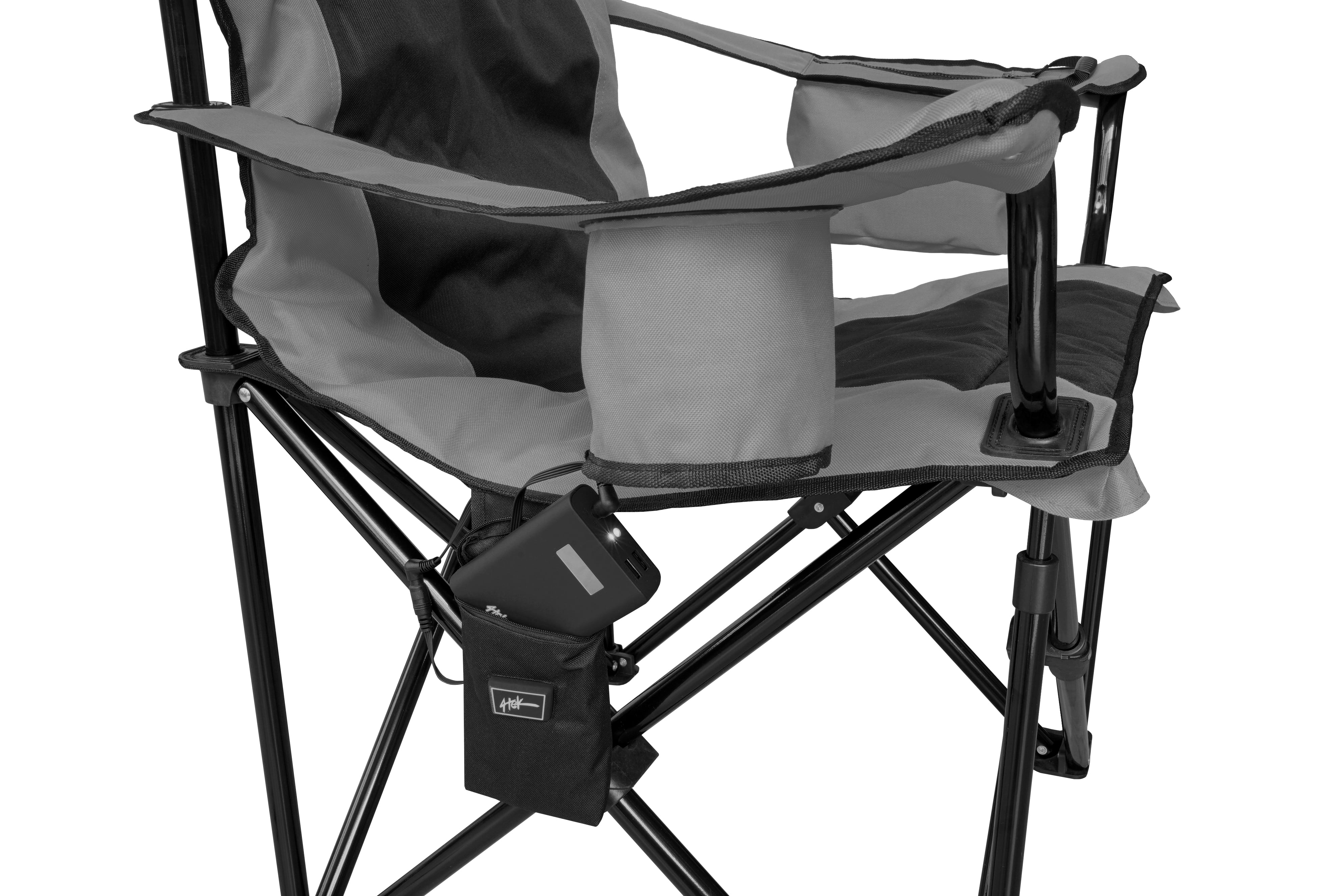 4Tek Heated Outdoor Adult Folding Camping & Lawn Chair with Carrying Case, Battery Included - Gray - Image 3