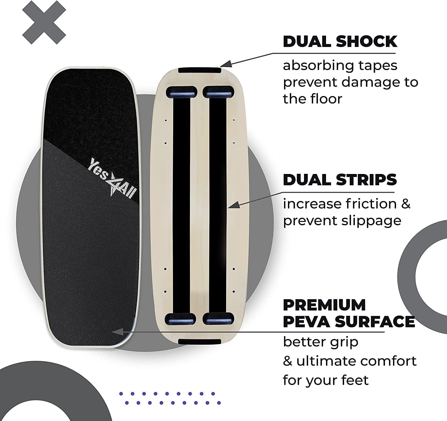 Yes4All Premium Surf Balance Board Trainer with Adjustable Stoppers - 3 Different Distance Options - Gray/Black - Image 5