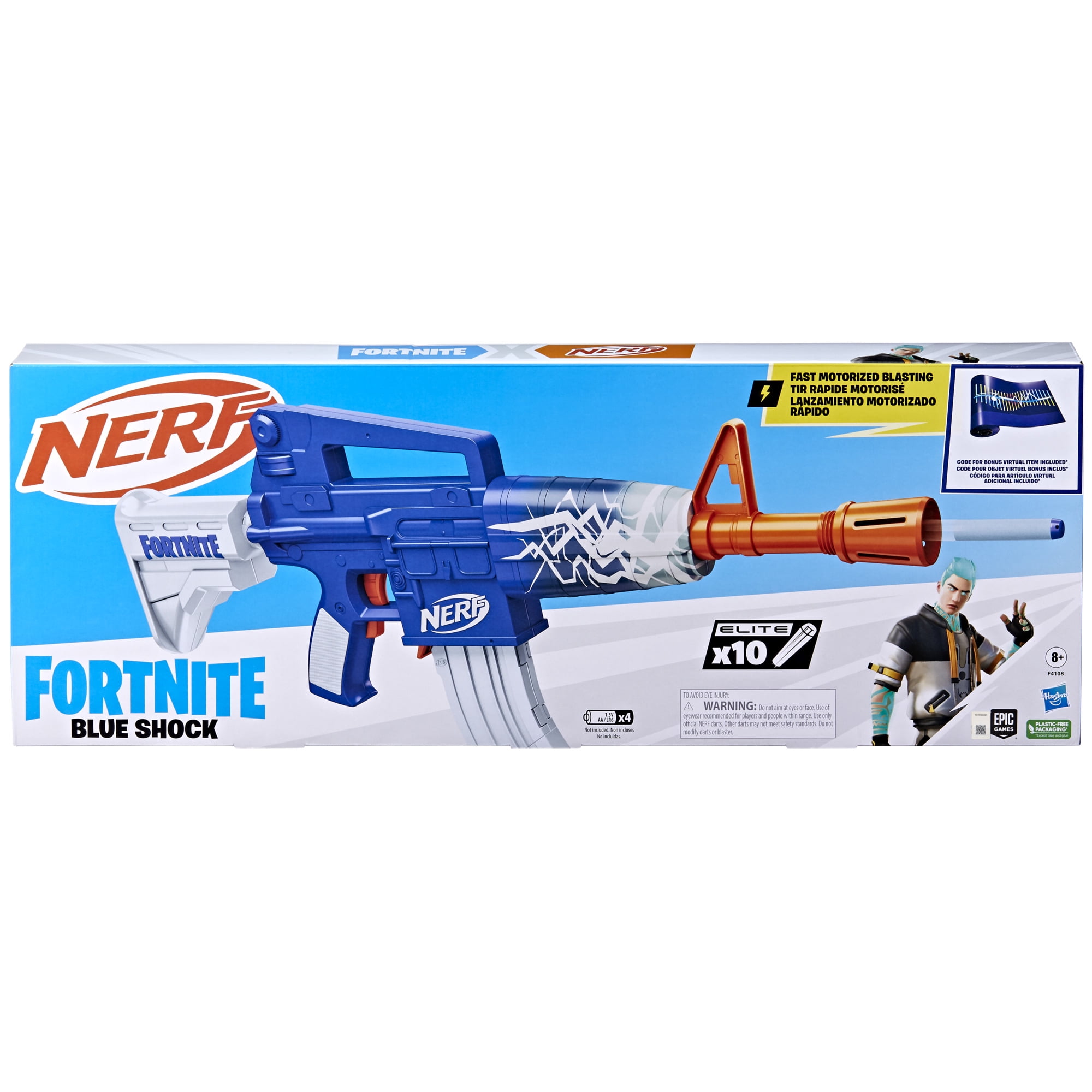 Nerf Fortnite Blue Shock Dart Blaster, 10-Dart Clip, 10 Elite Nerf Darts, Unlock Code, Boys and Girls, Ages 8 and up - Image 7