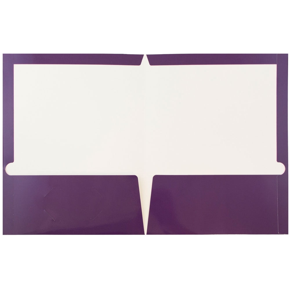 JAM Paper Glossy Two Pocket Folders, Purple, 100/Pack - Image 2