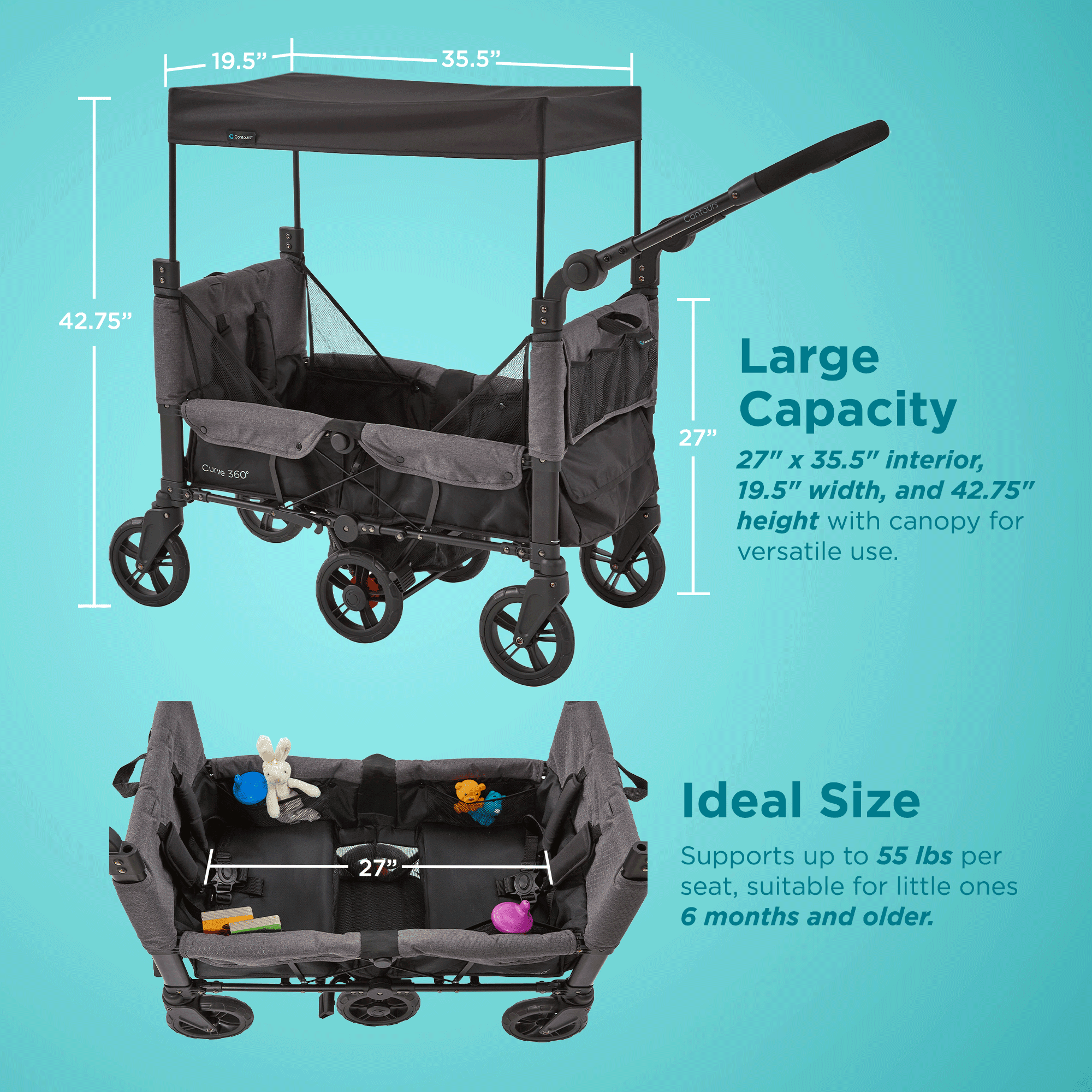 Contours Curve 360 Child Stroller Wagon - Image 15