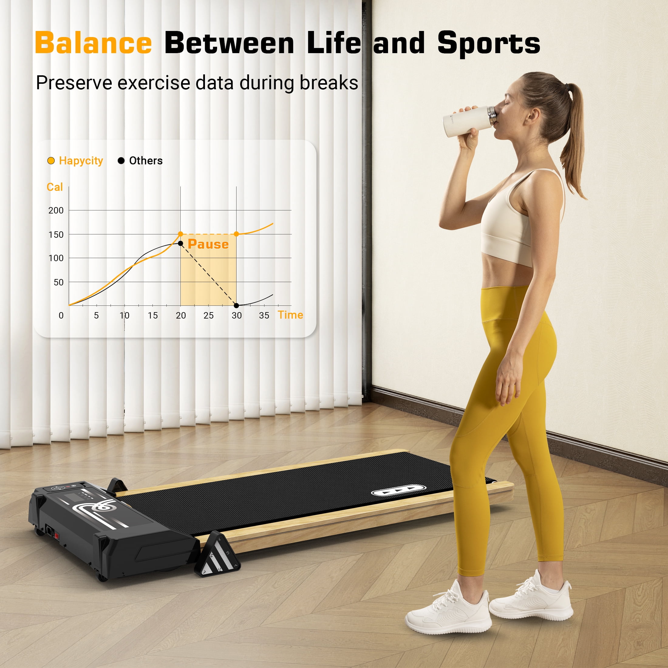 Wood Walking Pad with Incline Under Desk Treadmill for Home Use with Remote 265LBS 2.25HP - Image 8