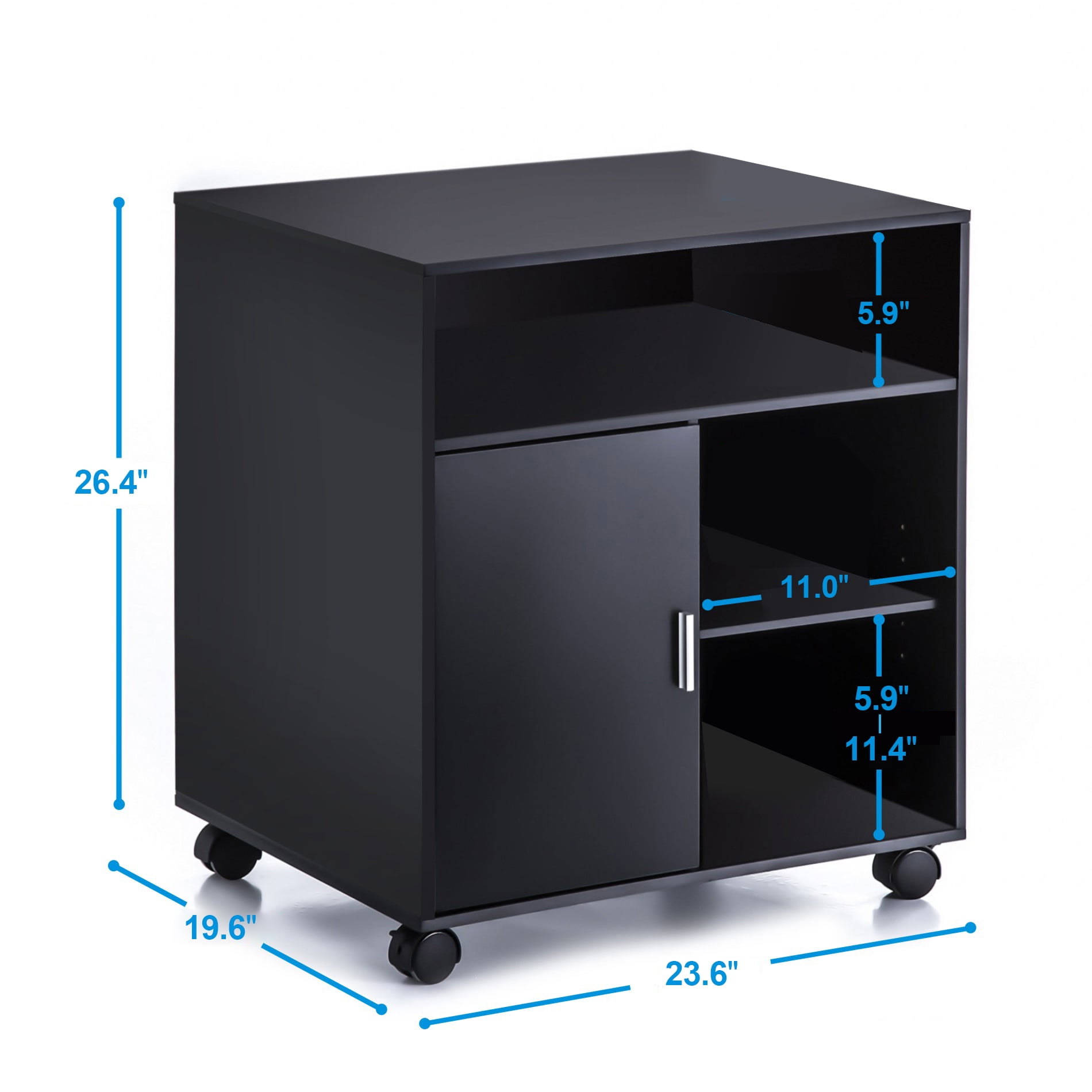 FITUEYES Printer Stand with Storage Adjustable Shelves, Wood Mobile Cart with Door, Rolling File Cabinet - Image 5
