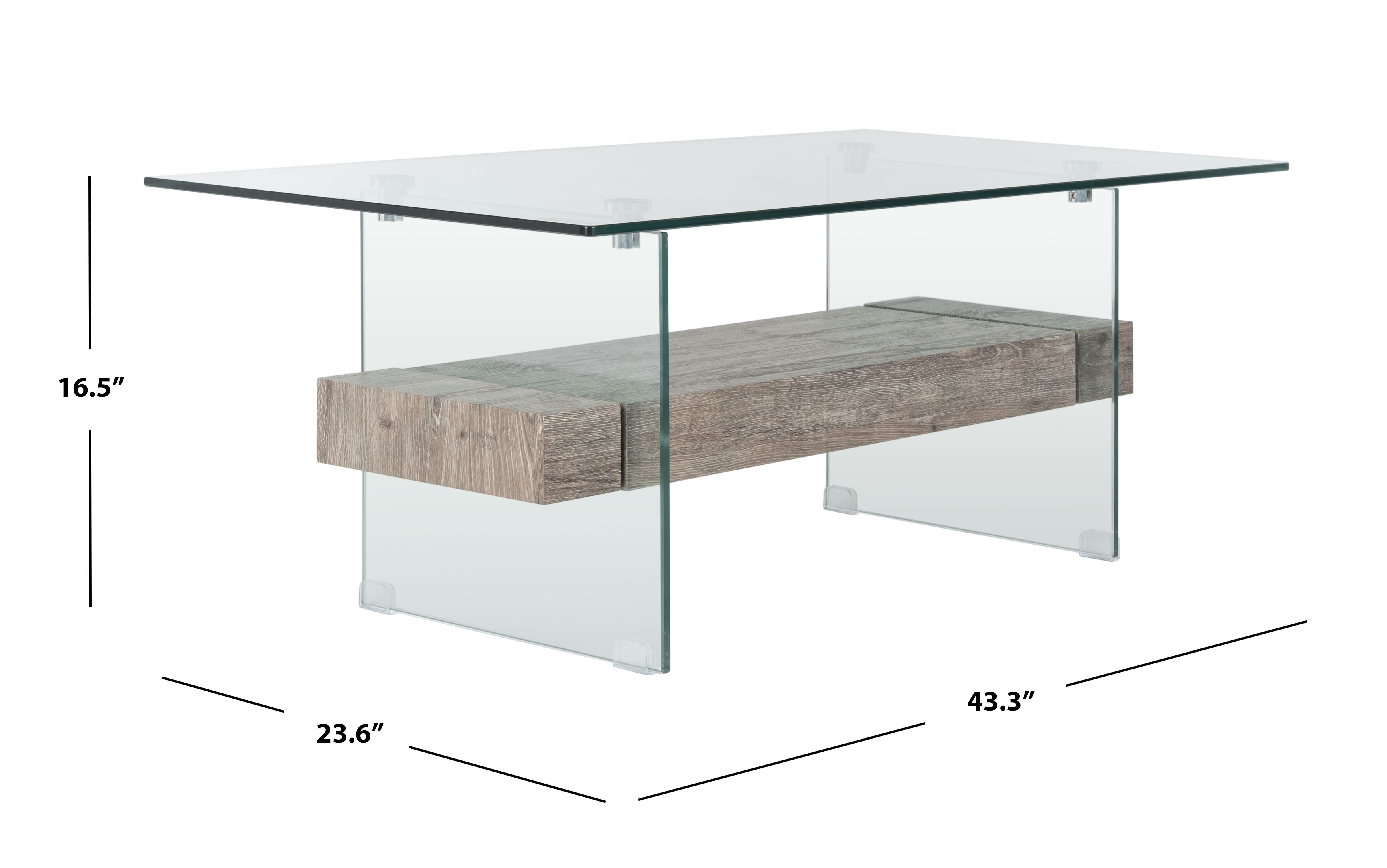 SAFAVIEH Kayley Retro 2 Tier Glass Coffee Table, Grey Oak - Image 7