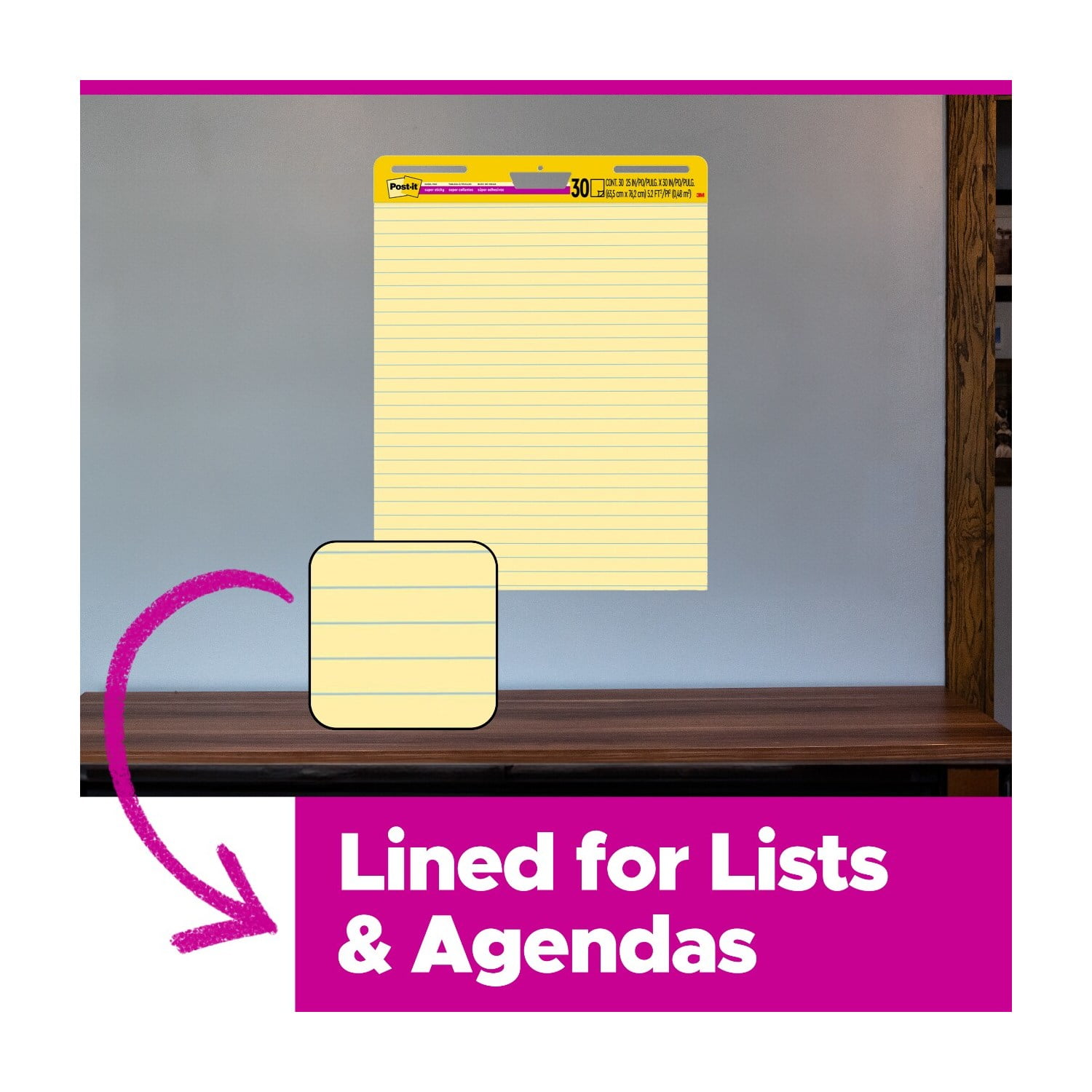 Post-it Super Sticky Easel Pad, Yellow, Lined, 25 in. x 30 in., 4 Pads - Image 12
