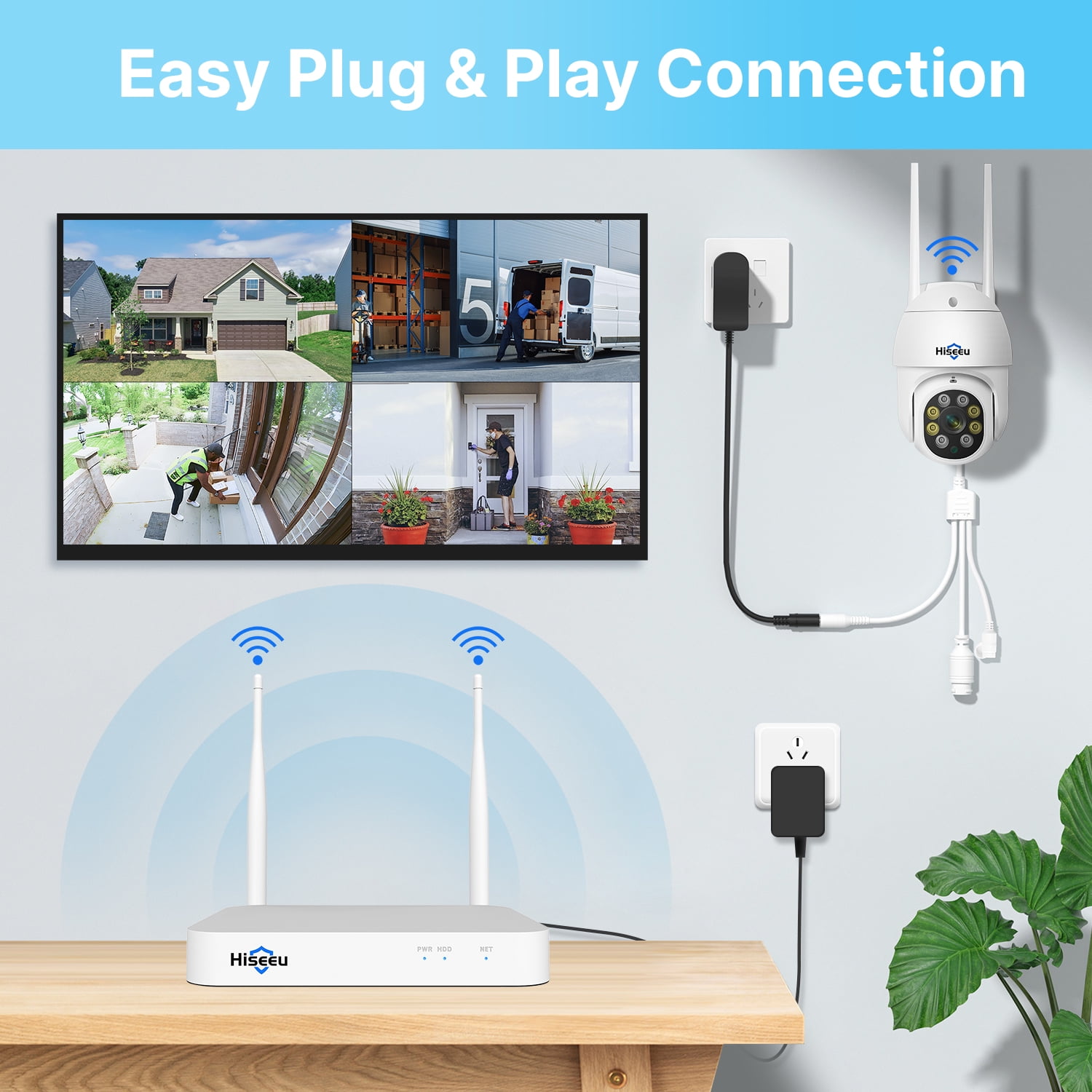 Hiseeu 3MP Security Camera System, Auto Tracking, Full Color Night Vision, IP66 Waterproof, with 1TB HDD - Image 11