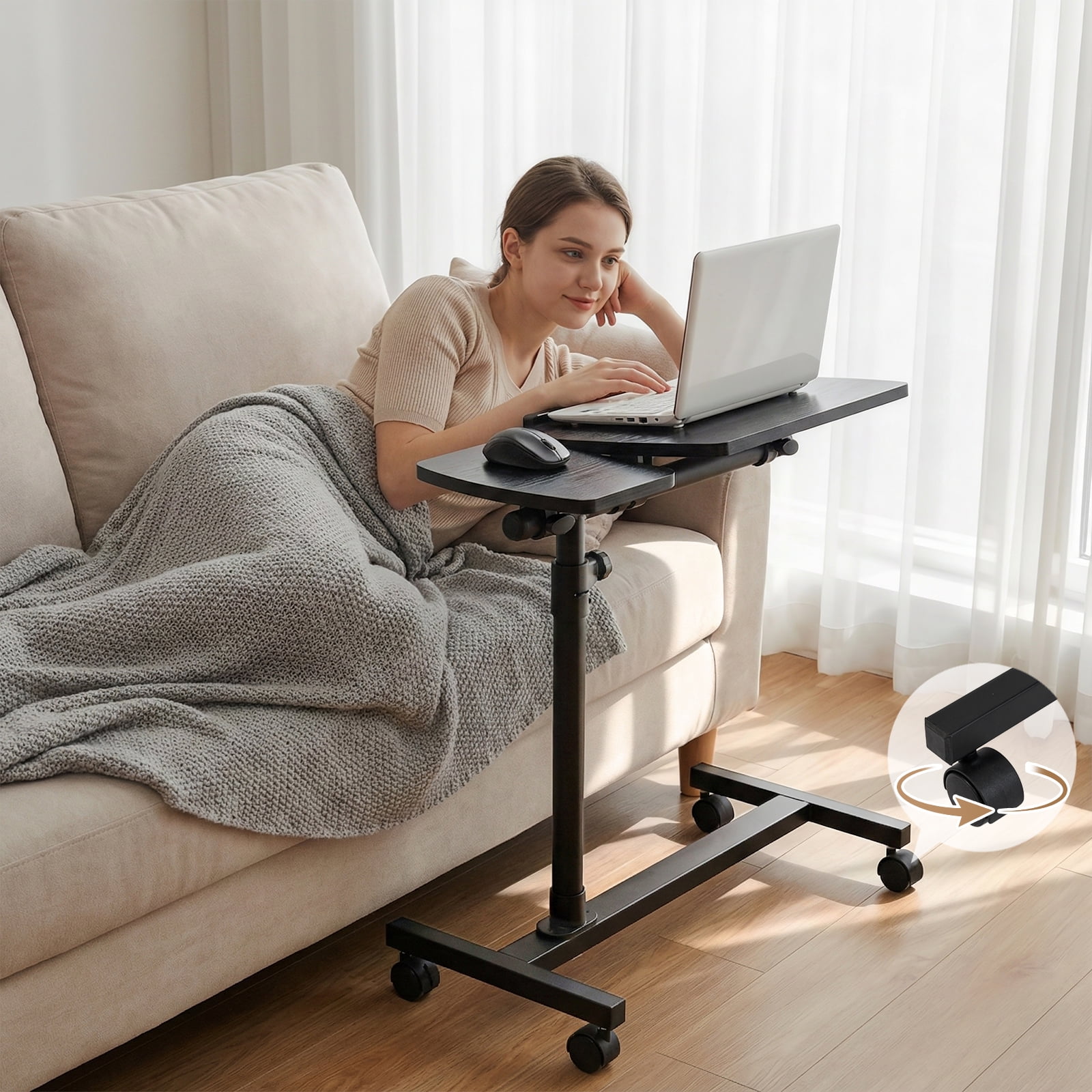 Ktaxon Laptop Desk Angle Height Adjustable Rolling Notebook Sofa Bed Tray Table Stand - Image 14