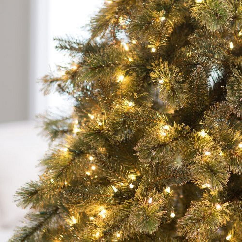 7.5 ft. Pre Lit Clear Incandescent Hard Needle Gold Glitter Cashmere Pine - Image 7