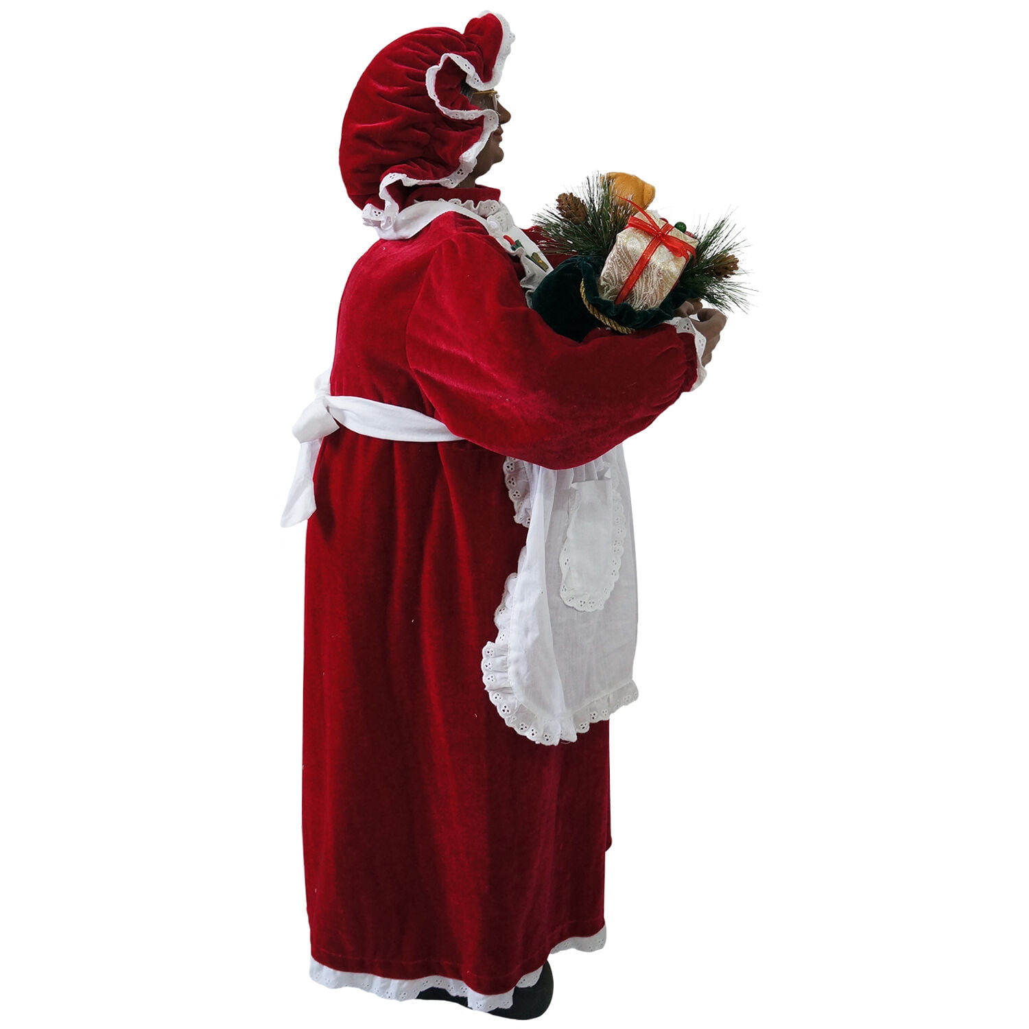 Fraser Hill Farm 3-Ft. African American Mrs. Claus Animatronic with Apron and Gift Sack, FMC036-1RD1-AA - Image 9